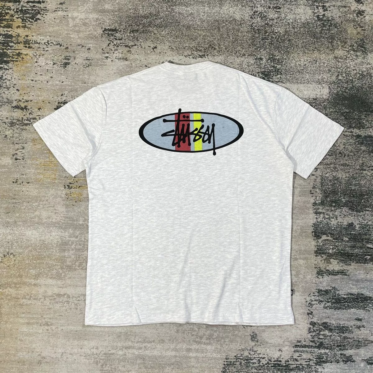 Stussy Short Sleeve T Shirts Stussy × Vintage Stussy Oval Tshirt Ash Heather XL Gray Streetwear