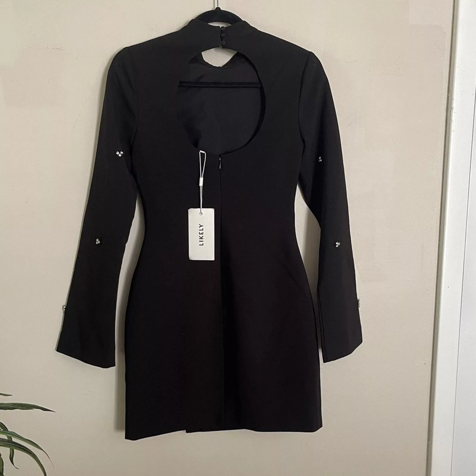 LIKELY Mini Dresses Likely Phillips Diamond Stud Detail Mini Dress Black