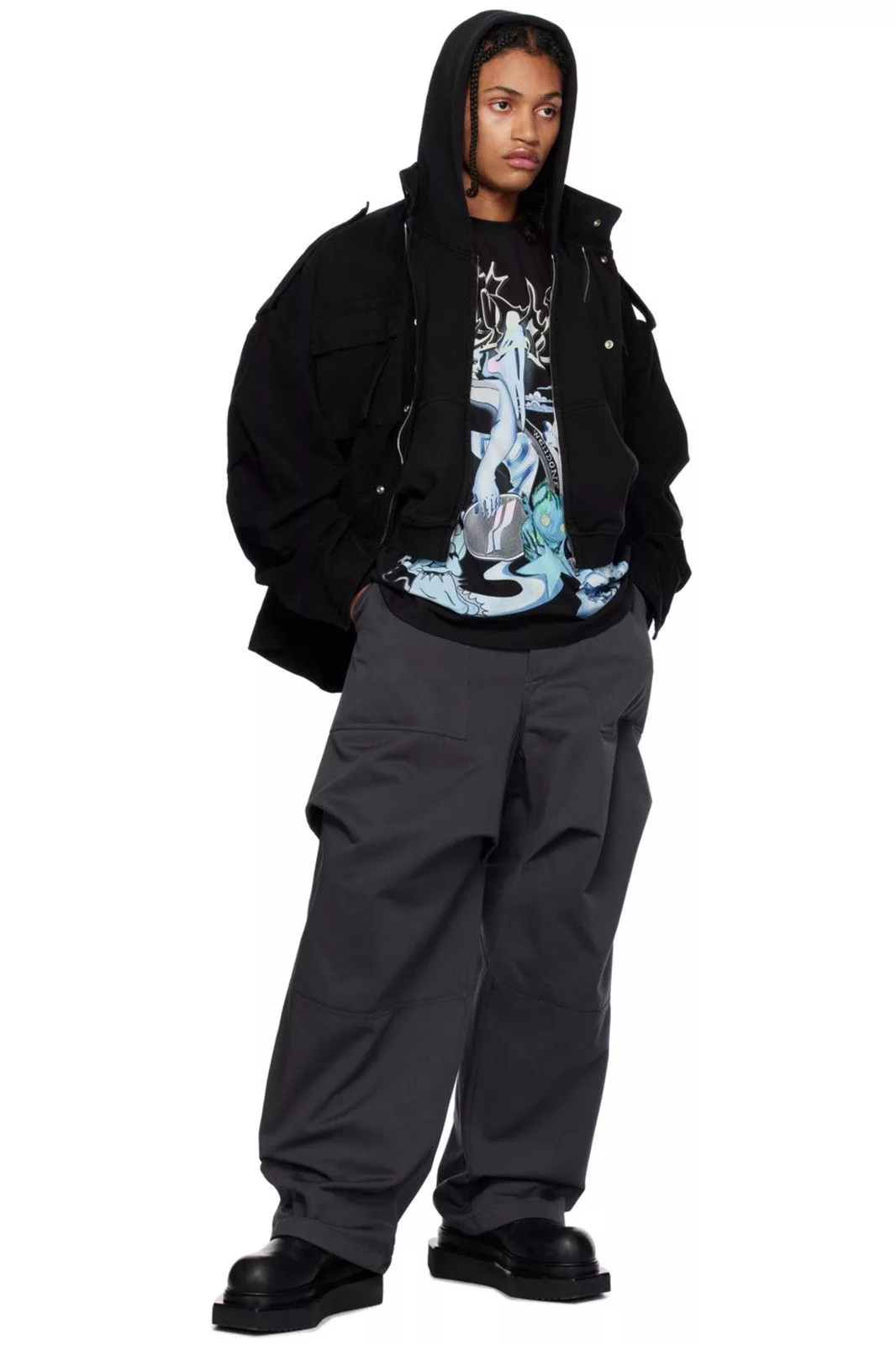 WE11DONE Heavy Coats We11done washed black lose m65 denim jacket