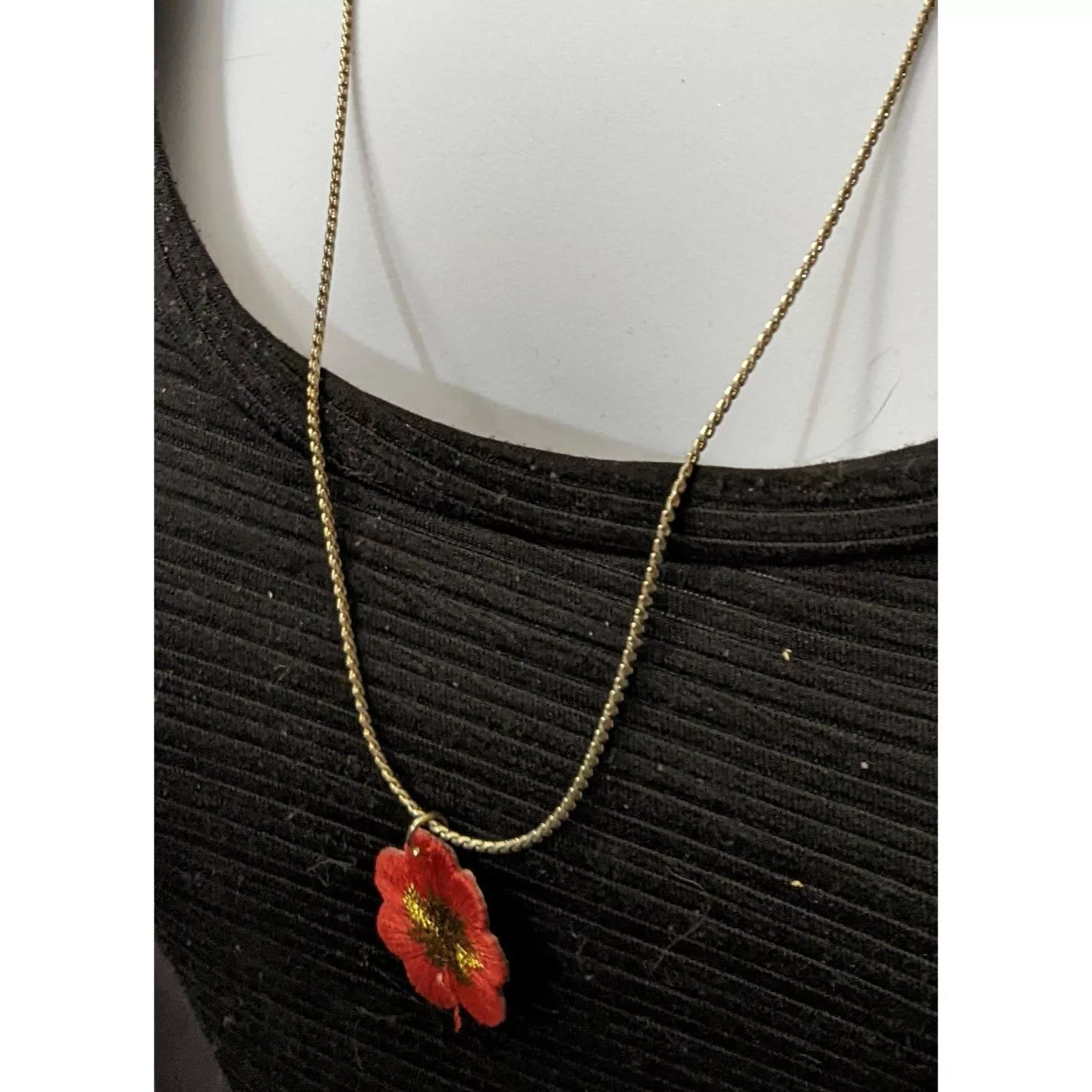 Other Necklaces Other Red Minimalist Embroidered Flower Necklace