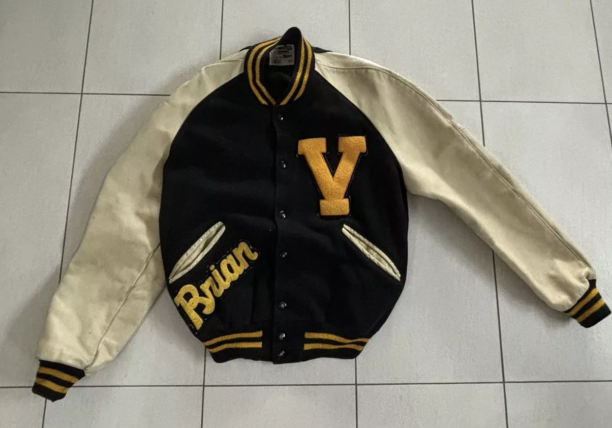 Vintage Leather Jackets Vintage College Jacket Black