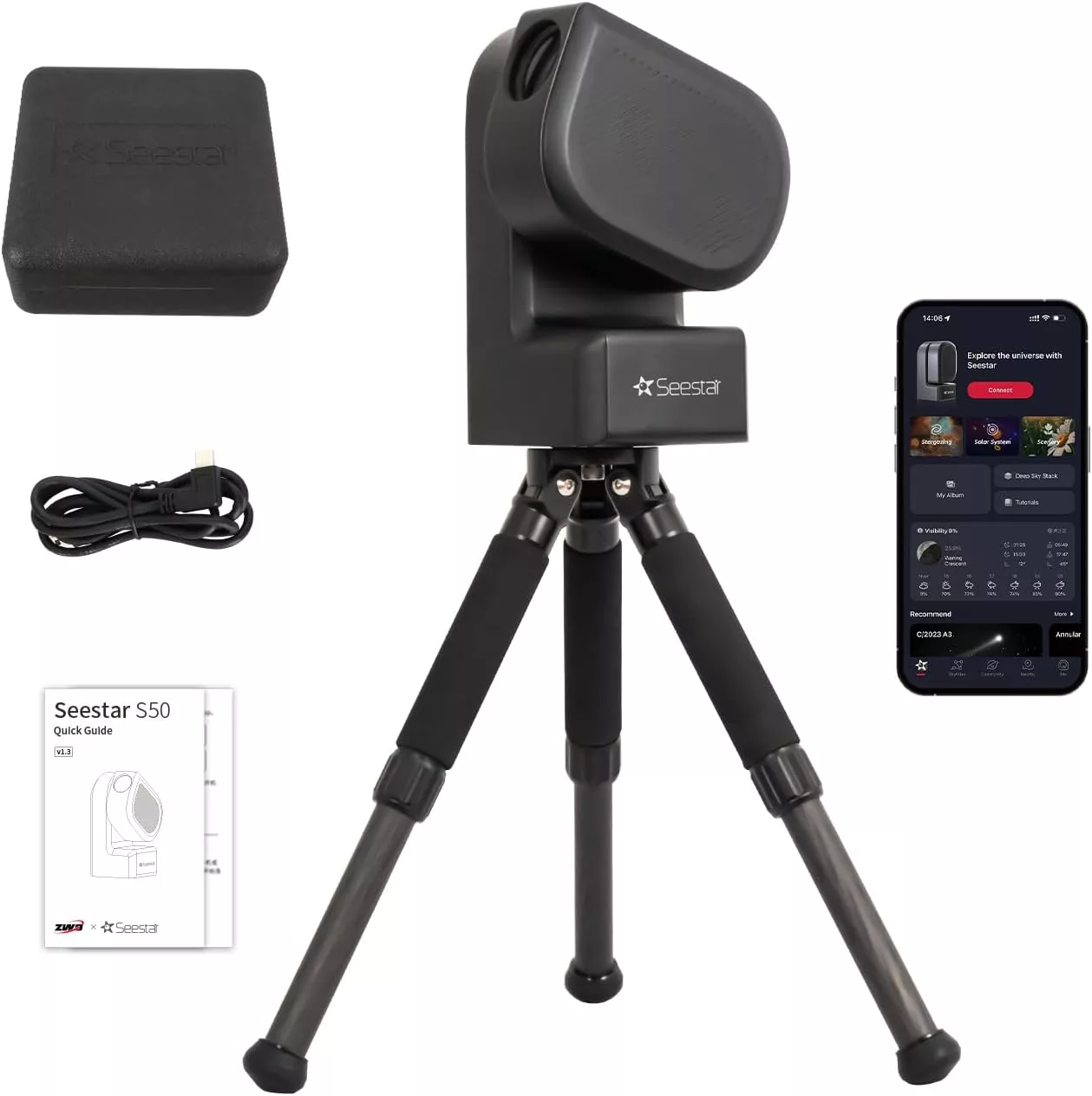 ZWO Seestar S50 Smart Digital Telescope, Autofocus, Portable for Beginners & Experts