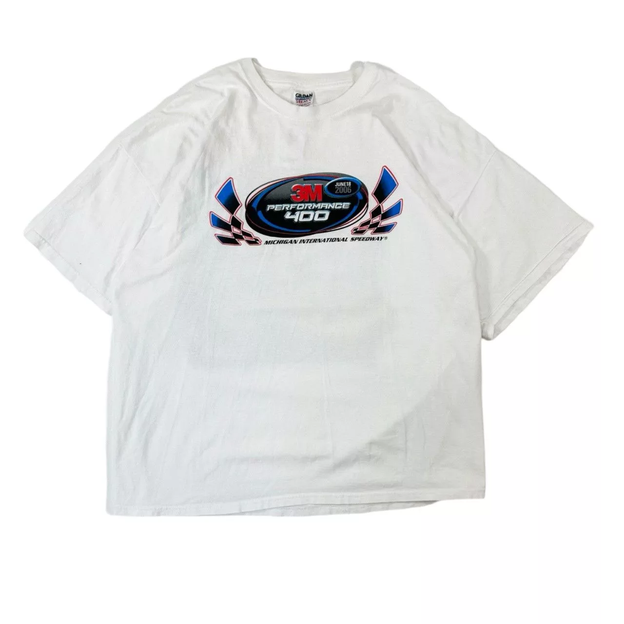 Vintage Short Sleeve T Shirts Vintage 2006 3M Feel the Power Graphic Racing T Shirt White Streetwear