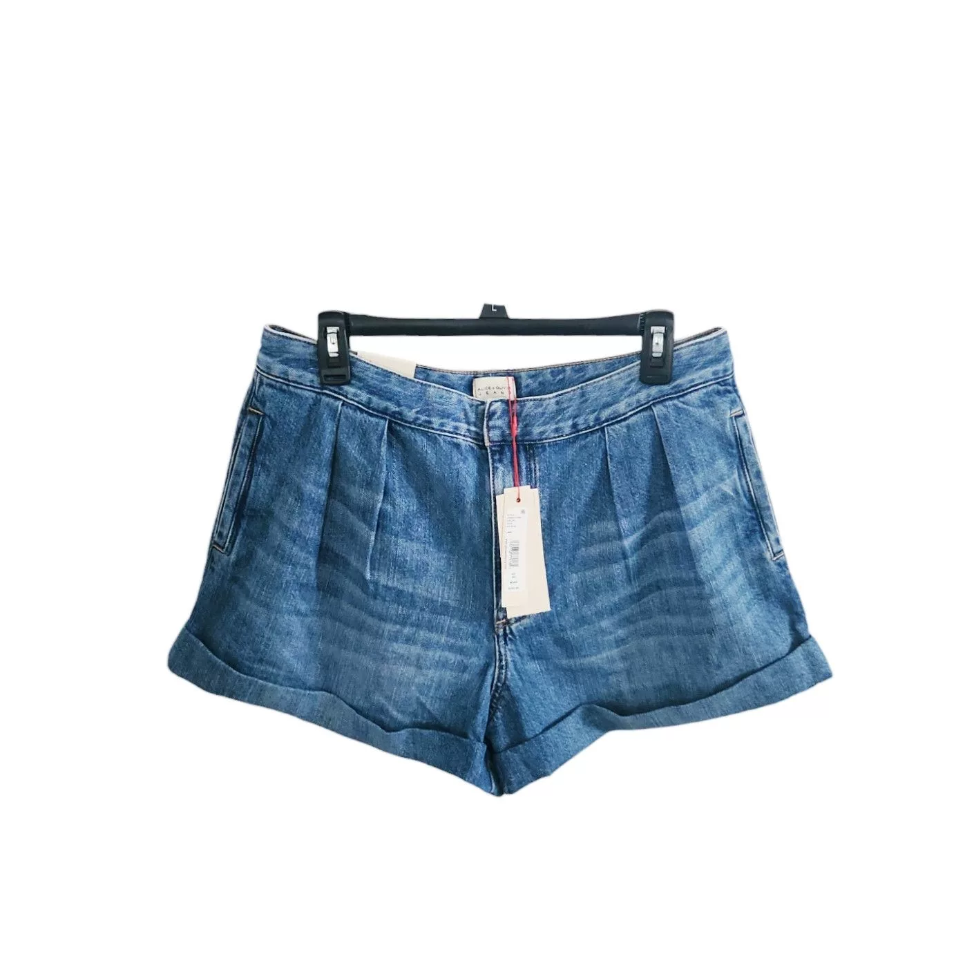 Alien Workshop Shorts Alien Workshop × Designer ALICE + OLIVIA CONRY PLEATED DENIM JEANS SHORTS IVY BLUE 32 Vintage