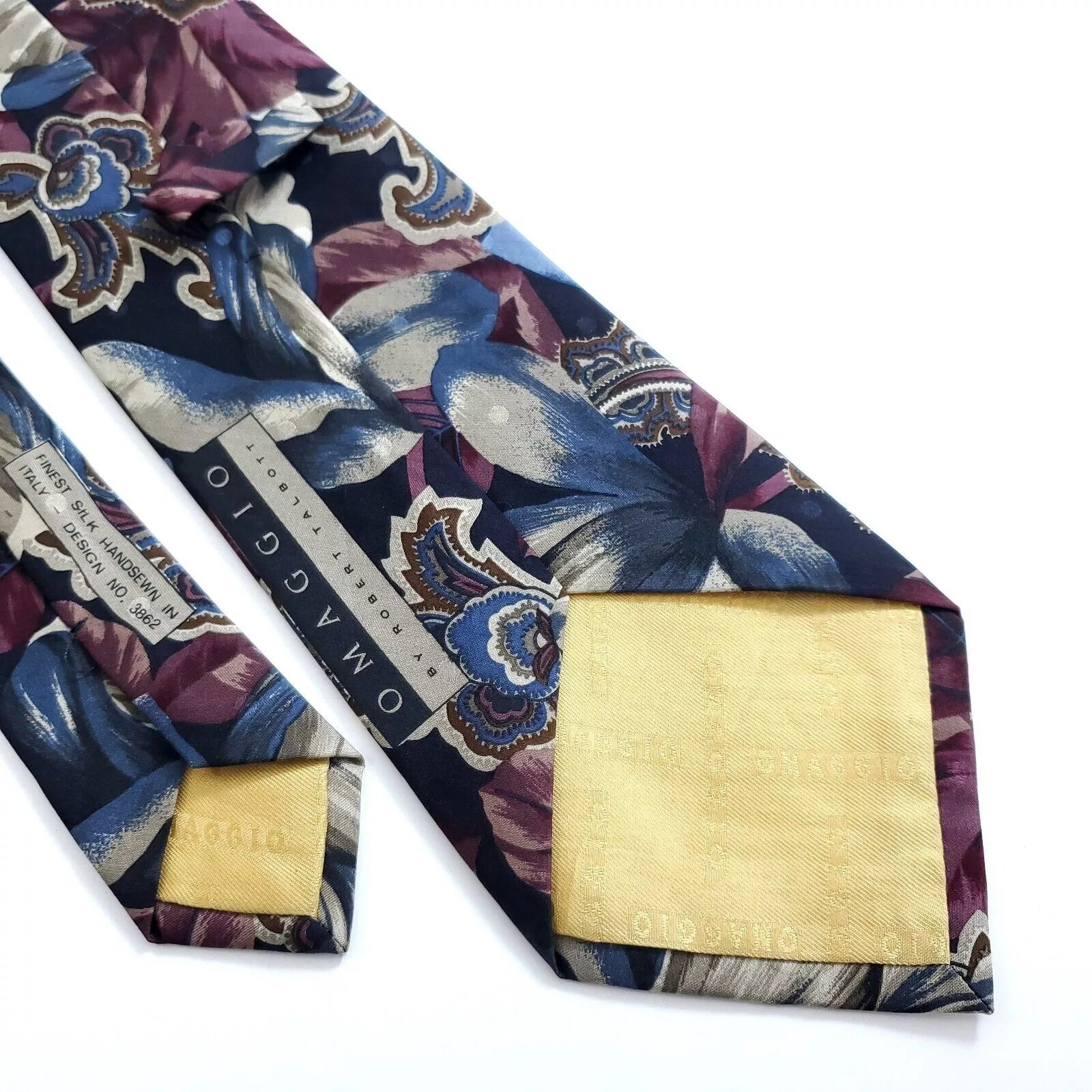 Robert Talbott Ties Pocketsquares Robert Talbott Omaggio Floral Print Blue Red Wide Silk Tie