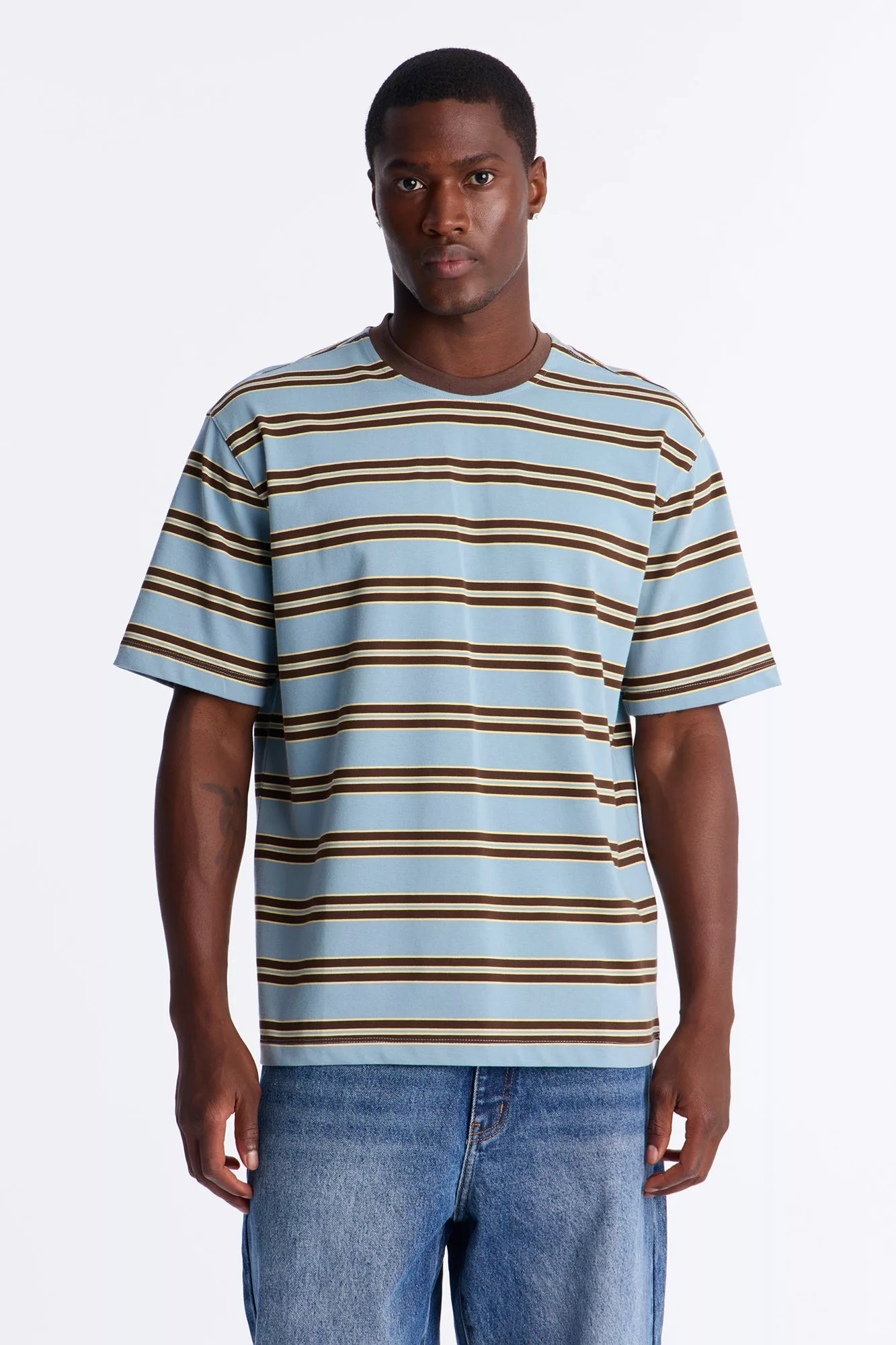 Stefan Stripe Crewneck Tee - Blue/combo
