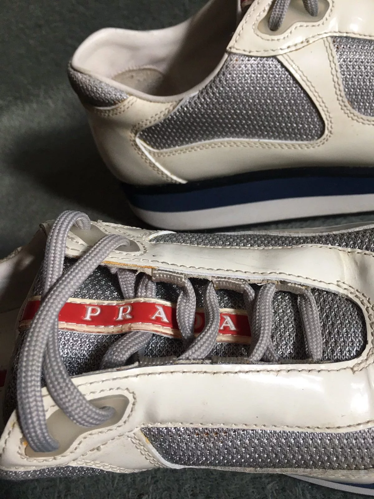 Prada Low Top Sneakers PRADA American Cup Double Sole Patent Leather Sneakers EU 38 Beige Luxury
