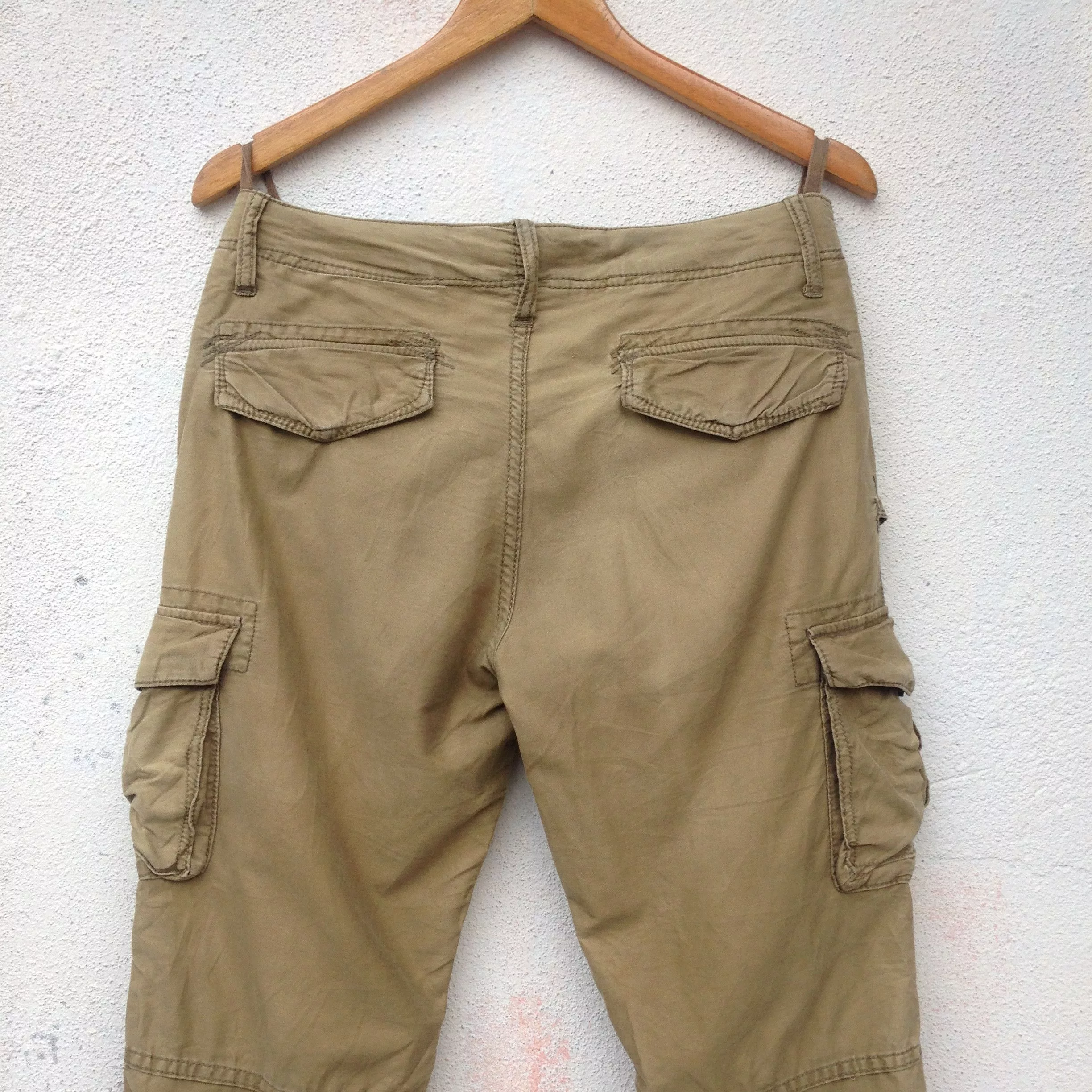 Vintage Casual Pants Vintage Multi Pocket Cargo Pants Brown