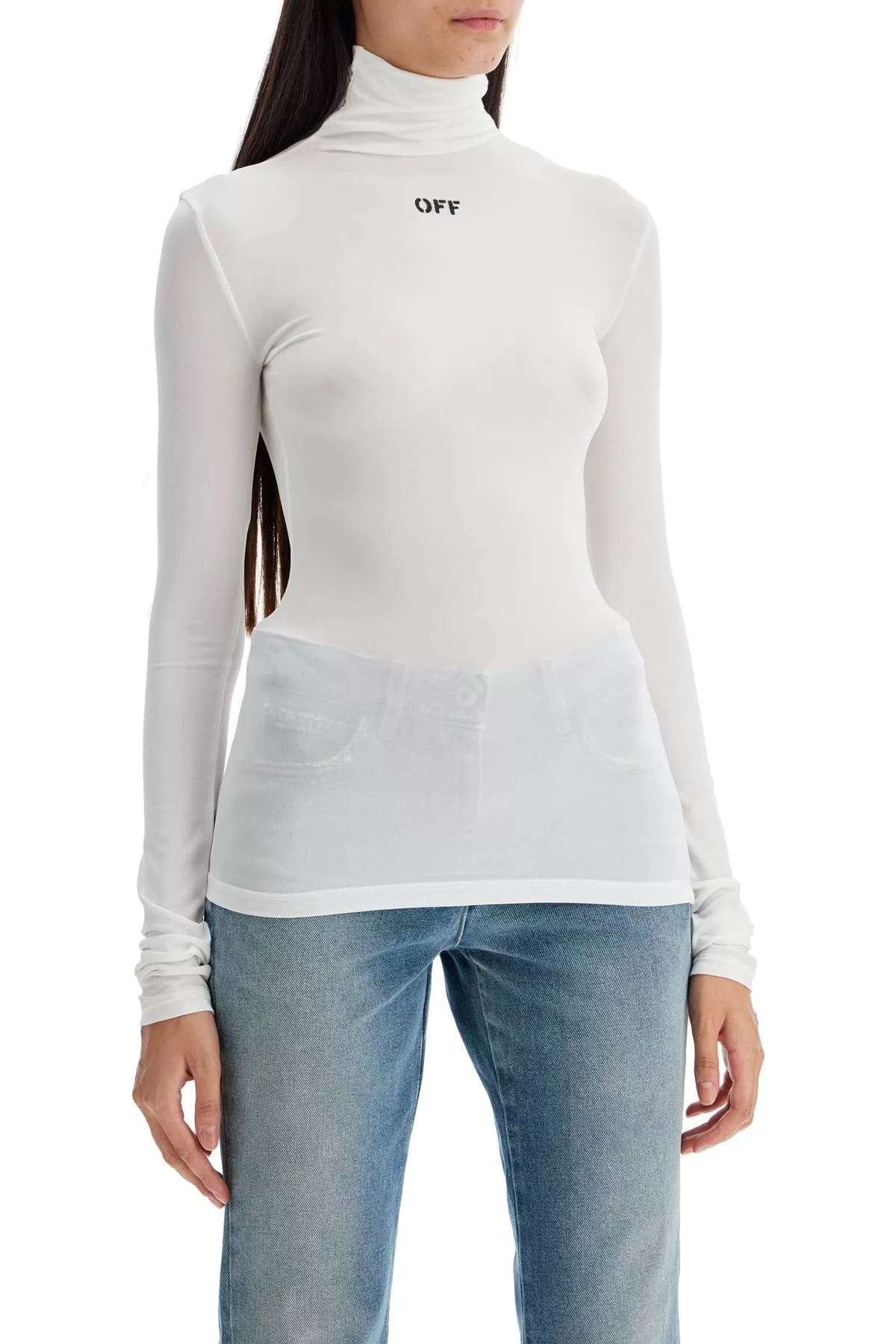 Off-White Crop Tops OFF-WHITE Second Skin Long Sleeve Turtleneck Top