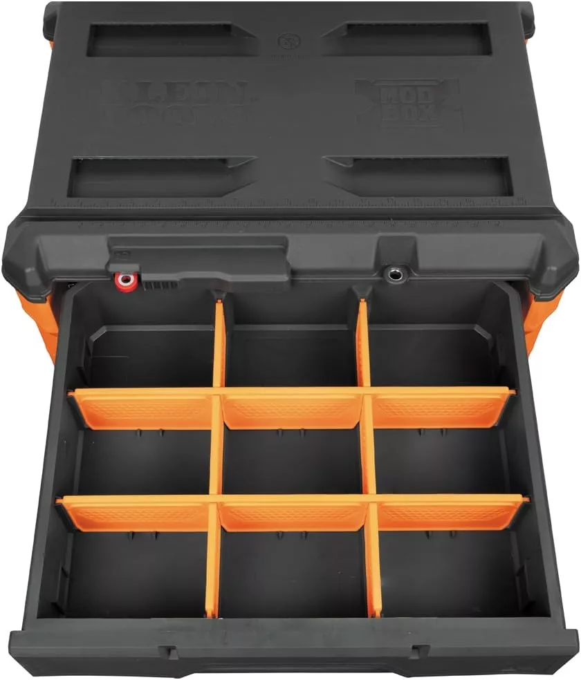 Klein Tools 54801MB MODbox Rolling Drawer Tool Box, Heavy-Duty Double Drawer Tool Organizer, Deep Stackable Set