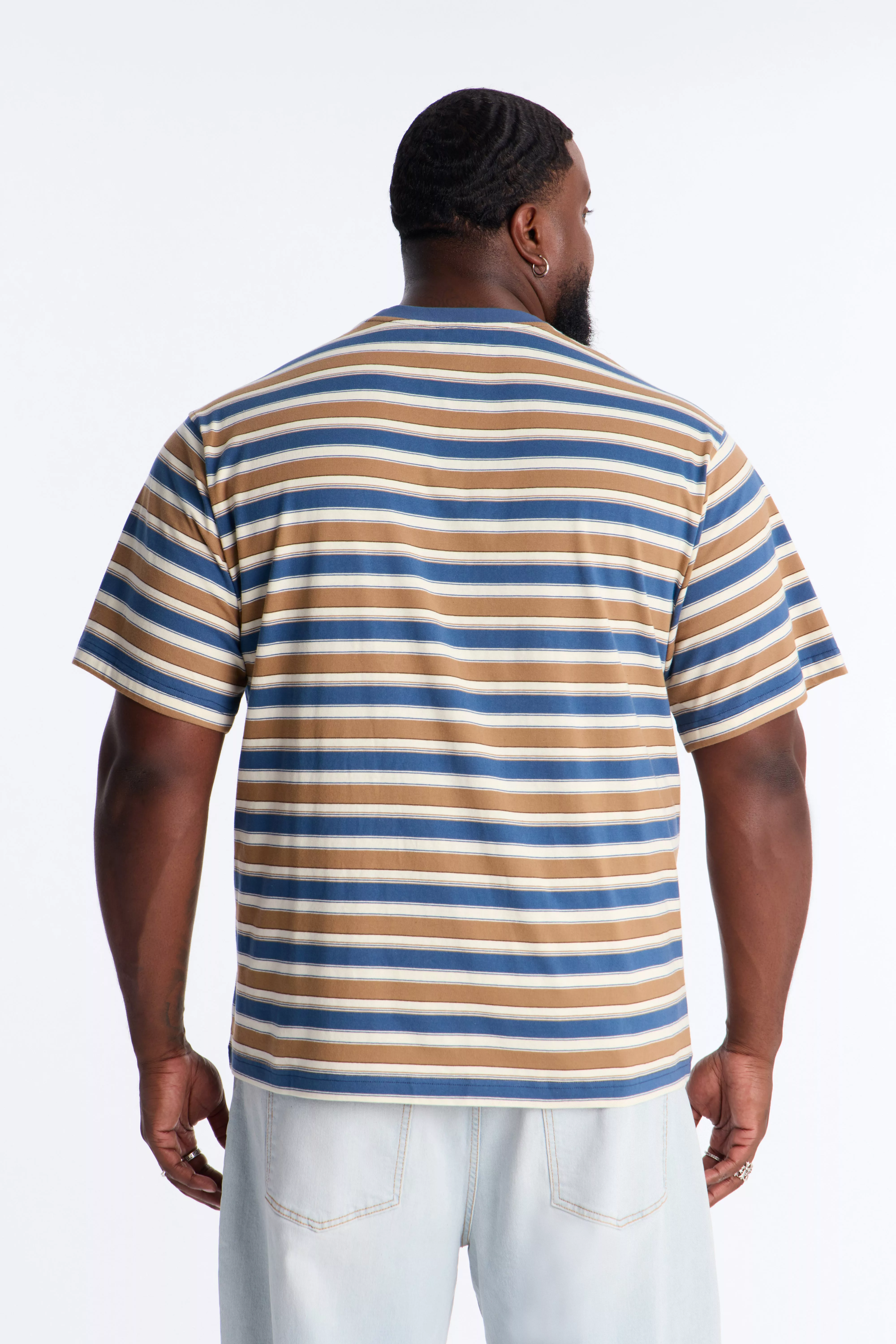 Crawford Stripe Crewneck Tee - Blue/combo