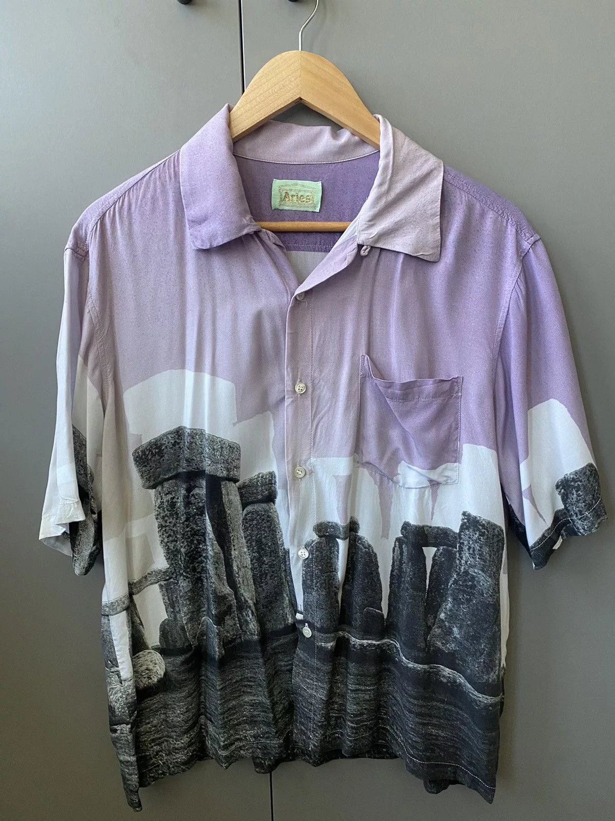 Aries Shirts Button Ups Aries Stonehenge Shirt Purple