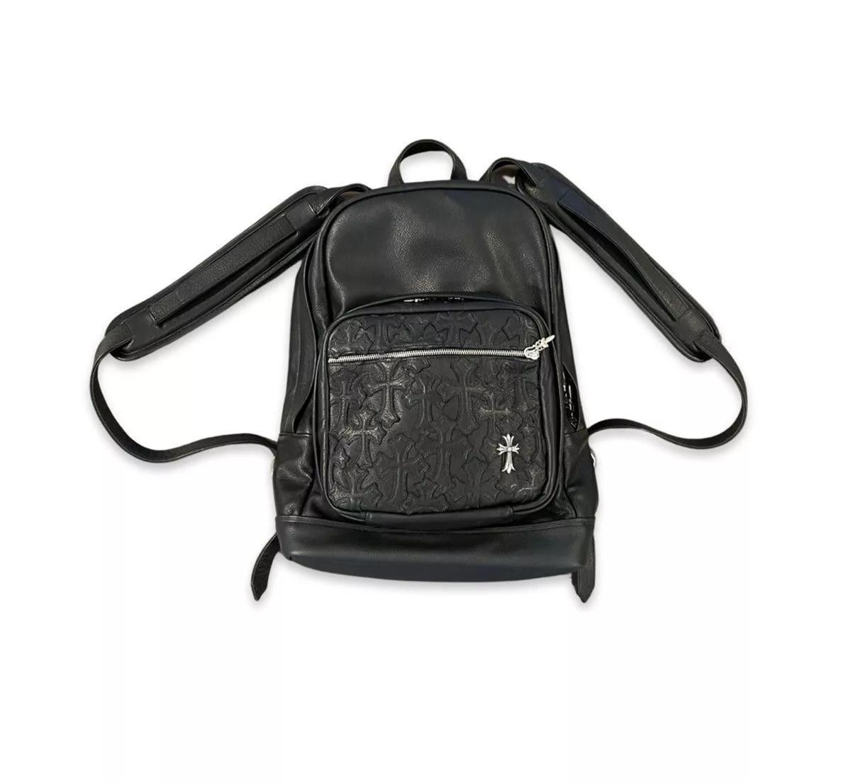 Chrome Hearts Bags Luggage Chrome Hearts Seventh Grade Leather Cross Patch Backpack Black