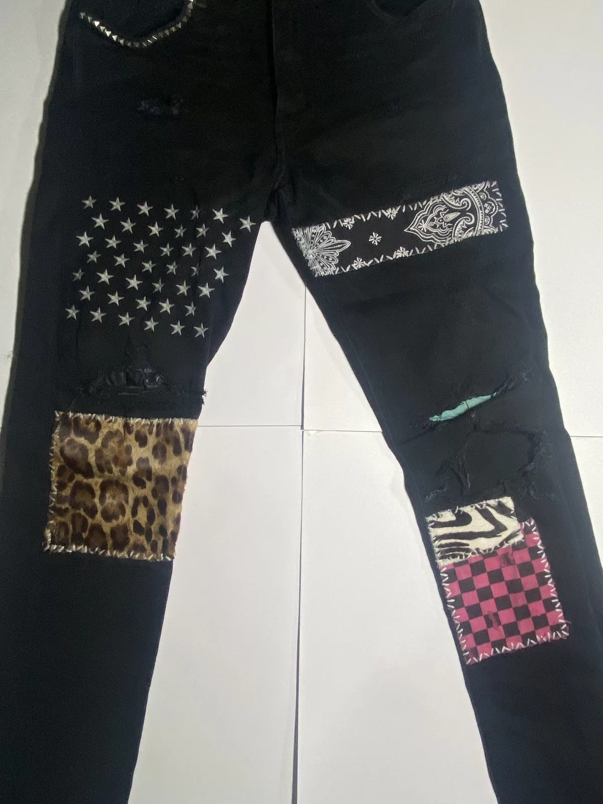 Amiri Denim Amiri Animal Leopard Jeans Black