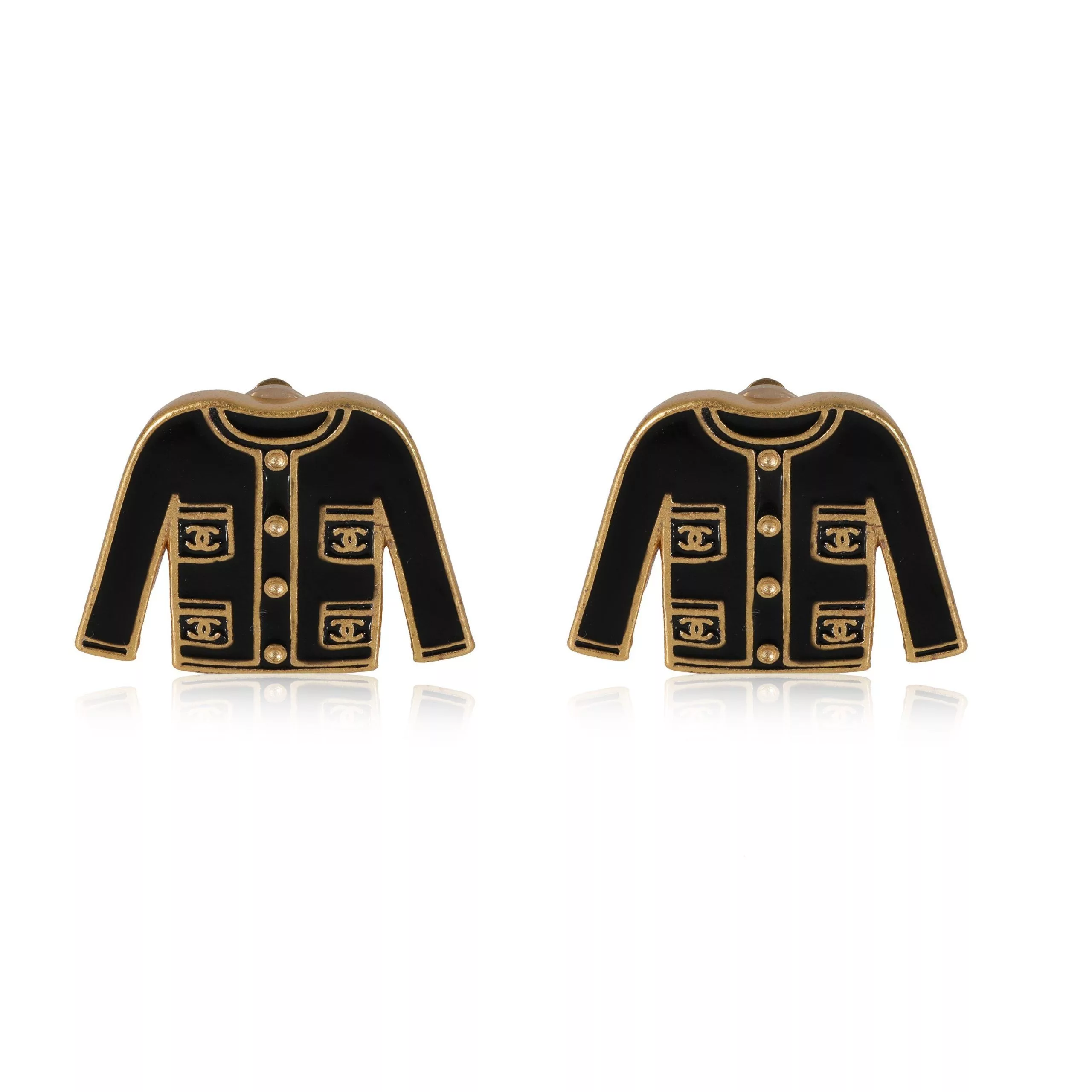 Chanel Rings Chanel 2002 CC Sweater Clip On Gold Plated Earrings Yellow