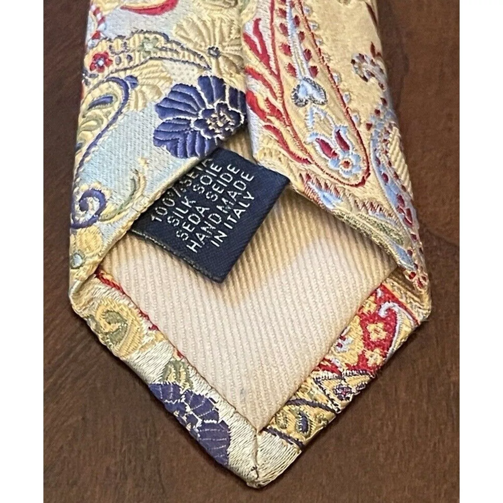Neiman Marcus Ties Pocketsquares Neiman Marcus Gold Red Hand Made 100% Silk Made In Italy Multi