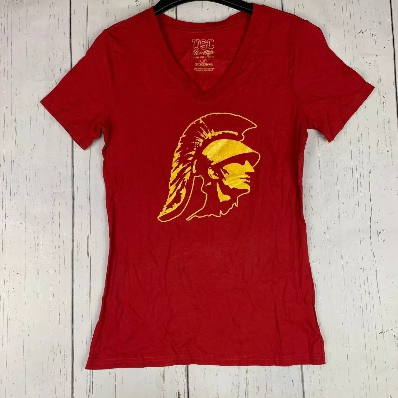 NCAA Short Sleeve T Shirts USC Trojans NCAA Authentic Apparel Casual T-Shirt Red Women