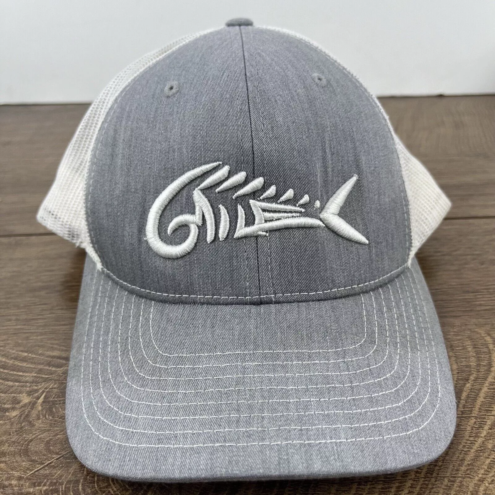 Other Hats Other Fish Skeleton Hat Fish Skull Snapback Hat Gray Adjustable Ha