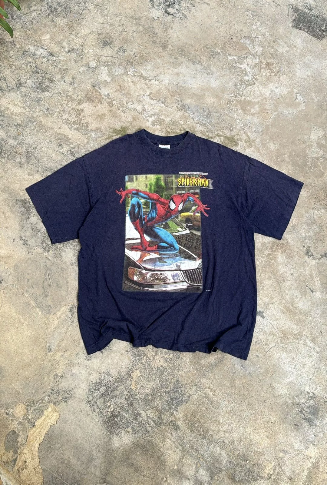 Marvel Comics Short Sleeve T Shirts Marvel Comics × Vintage Spiderman Vintage 00s Front Hit Blue Tee Black