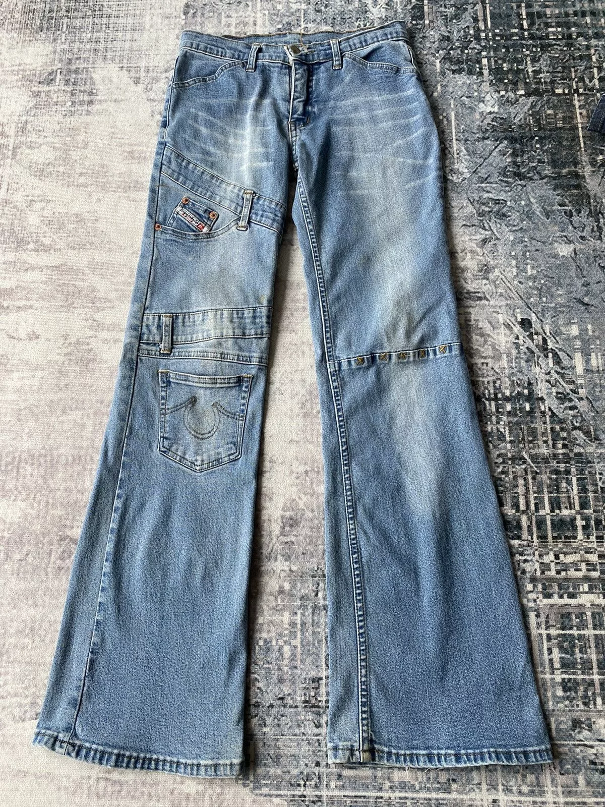 Japanese Brand Jeans Japanese Brand Diesel Industry Rip Off Flared Jeans Blue Streetwear