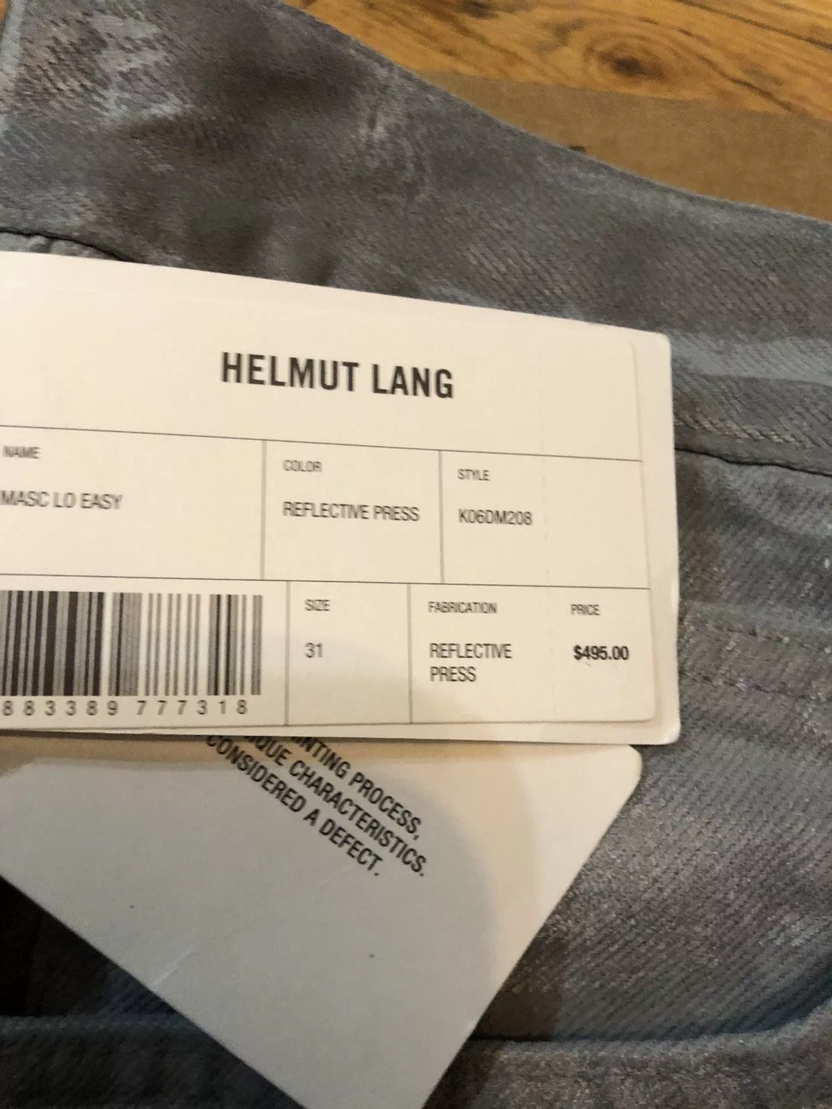 Helmut Lang Denim 🌊🌊🌊Helmut Lang Reflective Gray Straight Leg Jeans