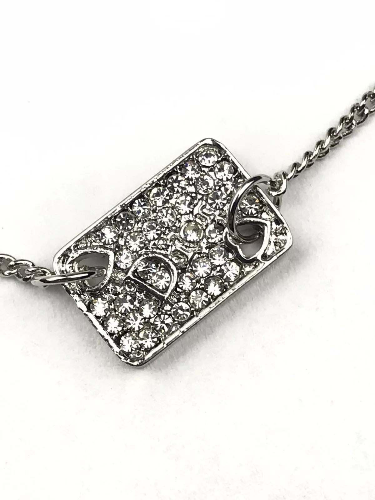 Dior Necklaces Dior Spell-out Plate w/ Crystals Silver