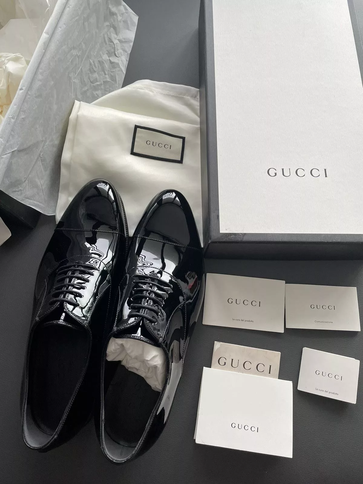 Gucci Formal Shoes Gucci Rare Iconic Super Runway Brand New Leather Lace up Shoes Black