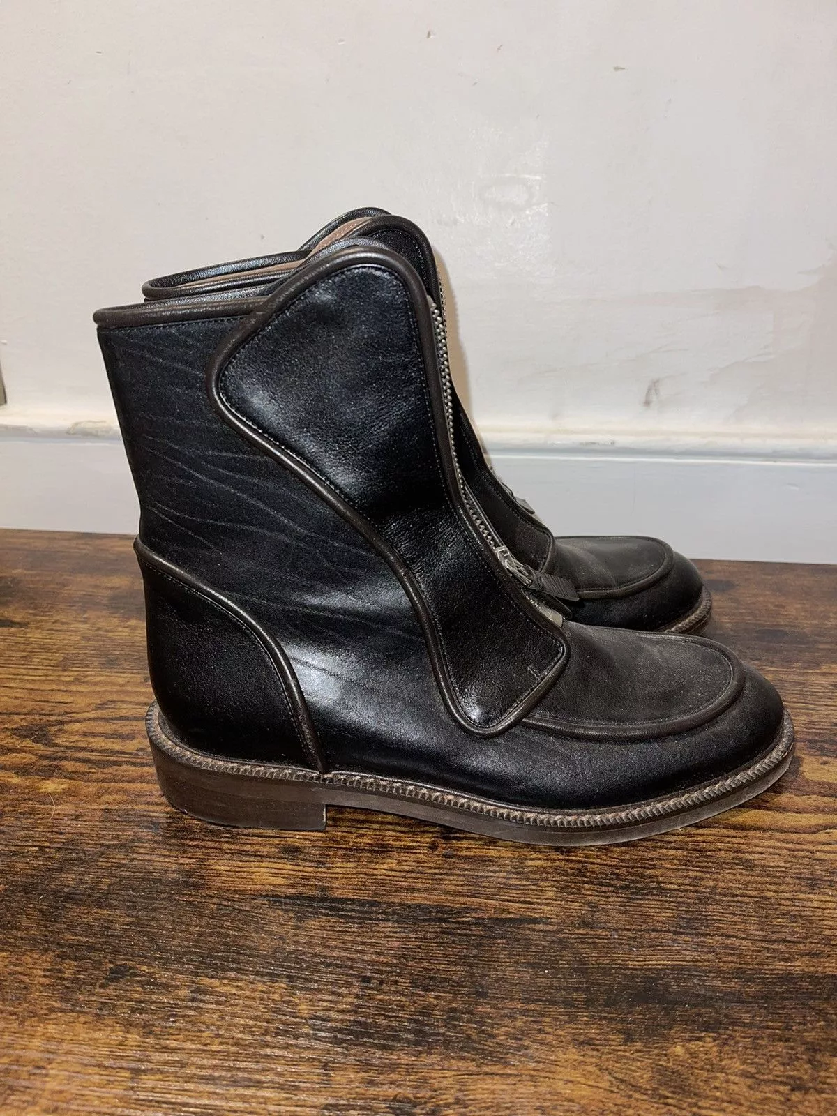 Marni Boots MARNI zip-up Black Flat Leather Boots