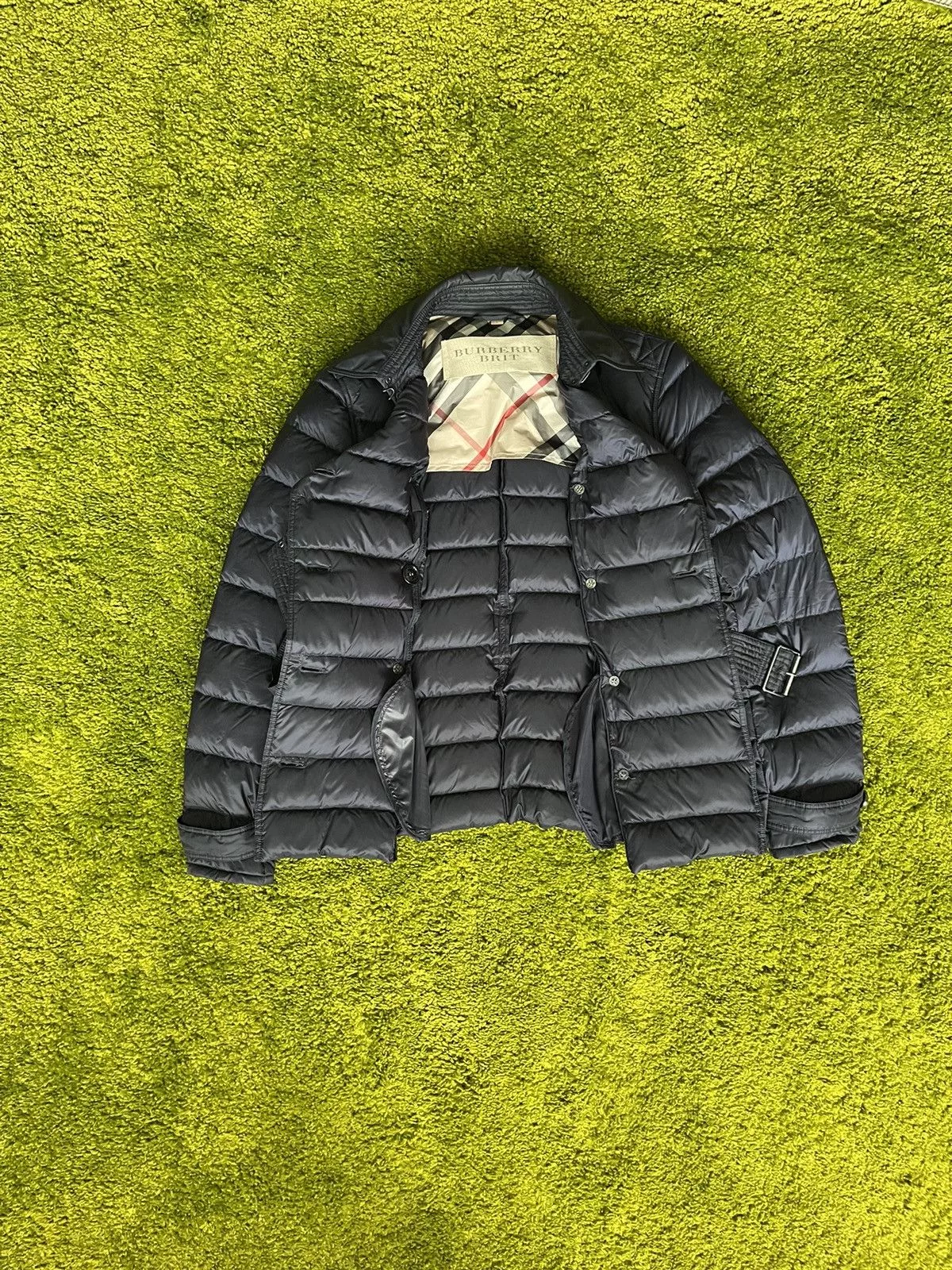 Burberry Down Jackets Burberry × Designer Burberry Brit belted down puffer jacket Blue Luxury