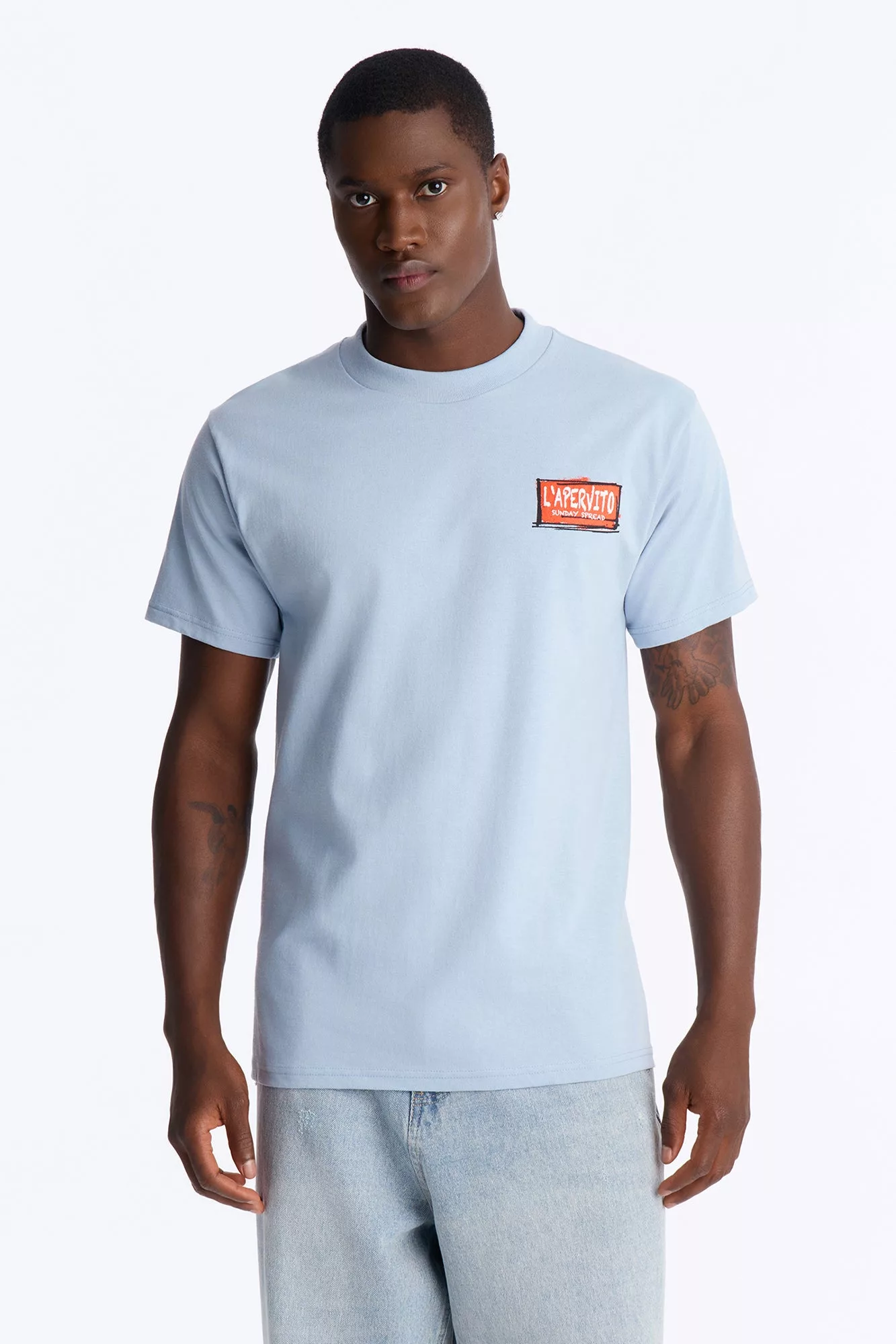 Milano Table Array Oversized Short Sleeve Tee - Light Blue