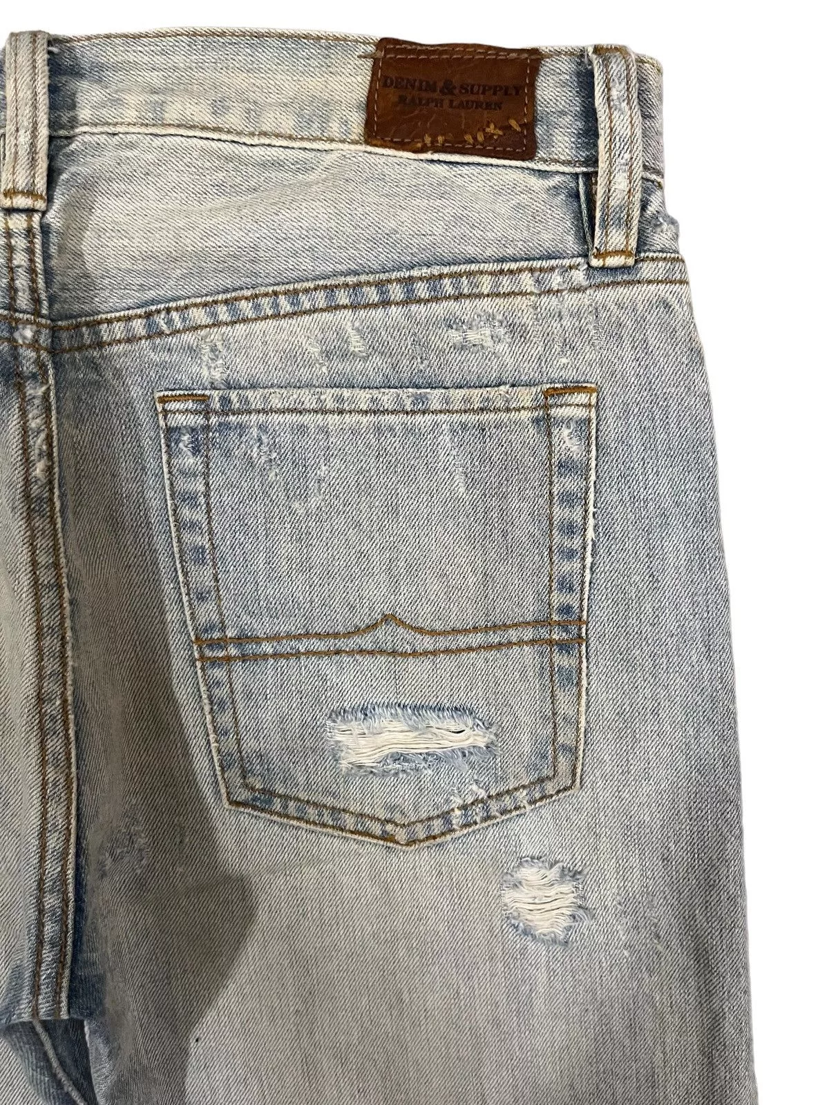 Designer Denim Designer Vintage Light Blue Heavy Distressed Regular Straight Jeans