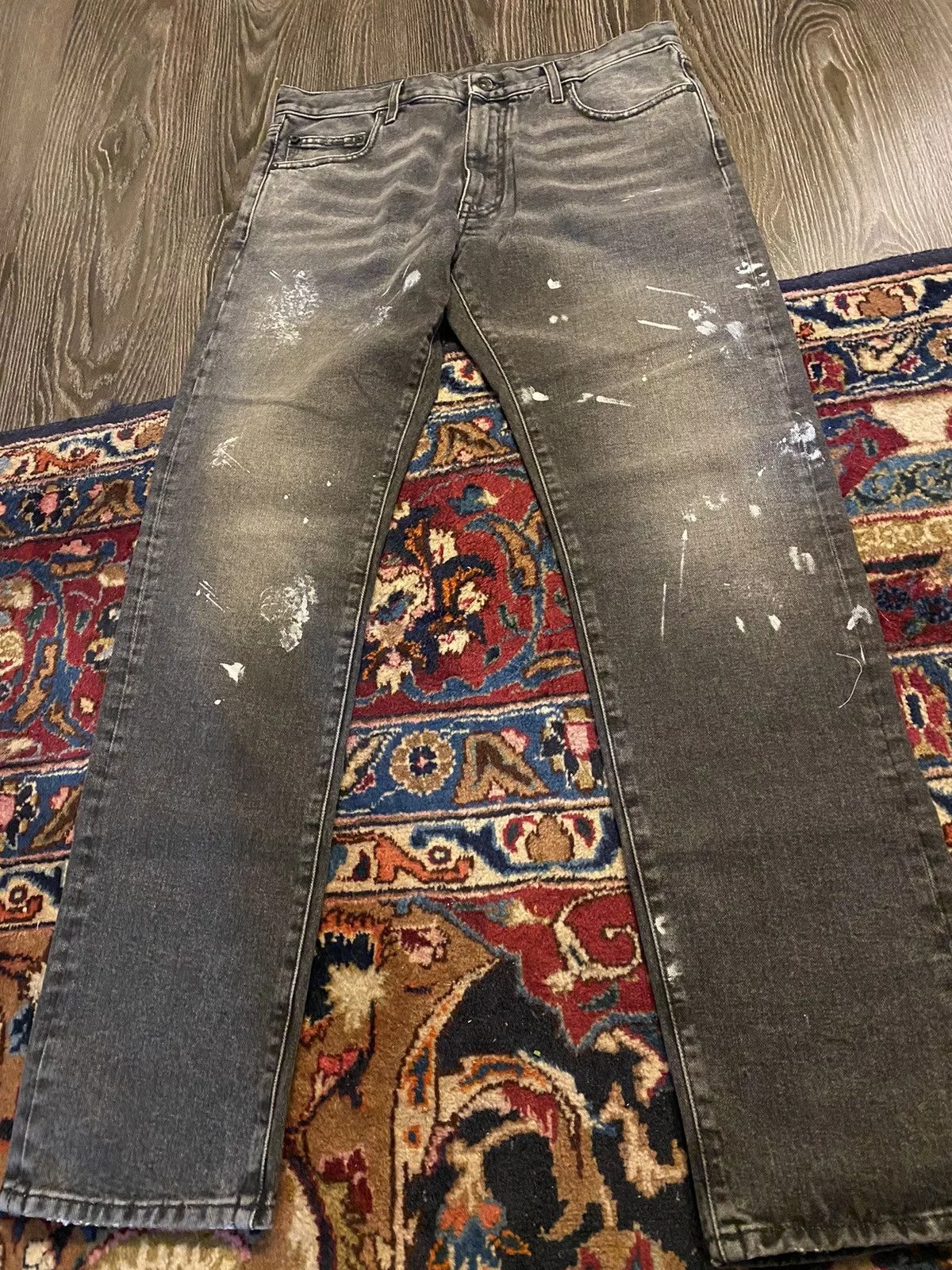 Off-White Denim Off-White × Virgil Abloh Painter Slim Diagonal Embroidered Denim Gray