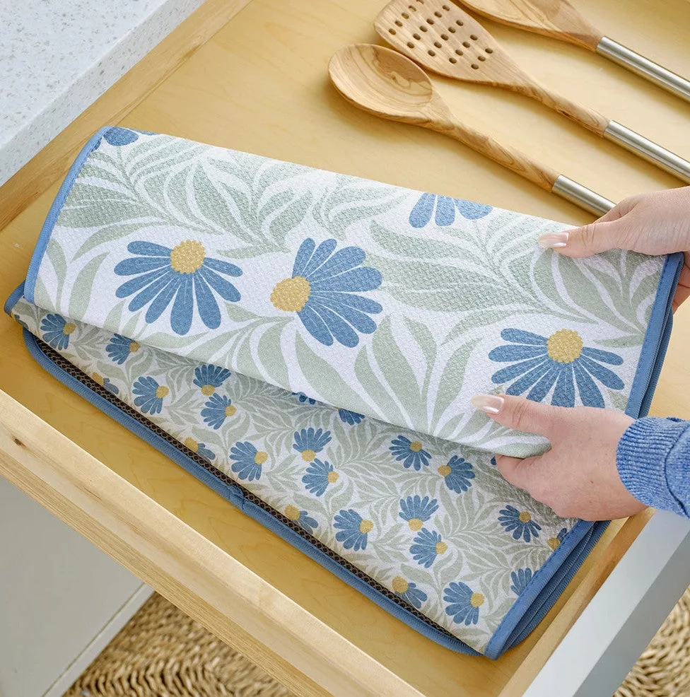 Blue Coneflower Microfiber Dish Drying Mats