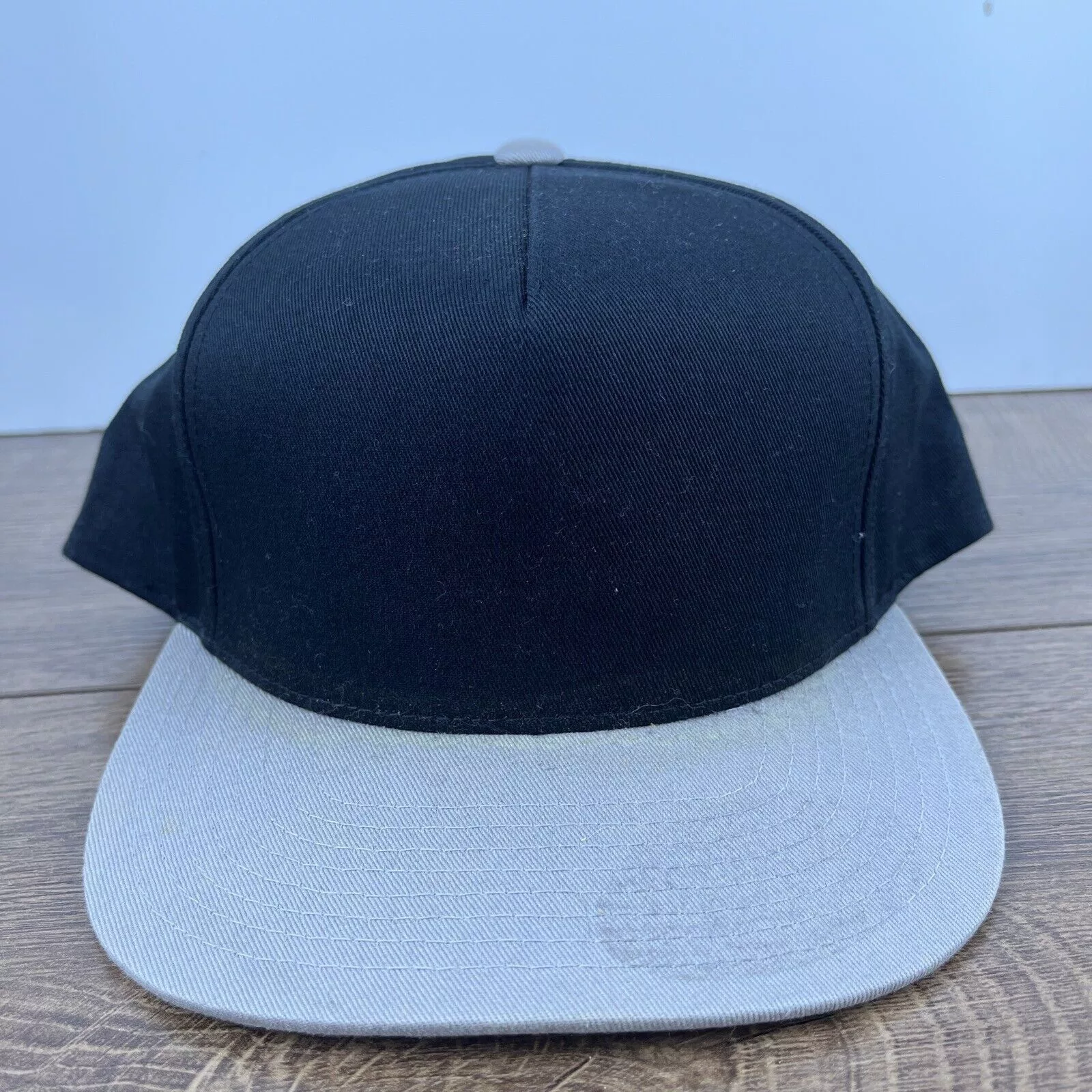 Other Hats Other Plain Black Gray Snapback Hat Black Hat Snapback Adjustable