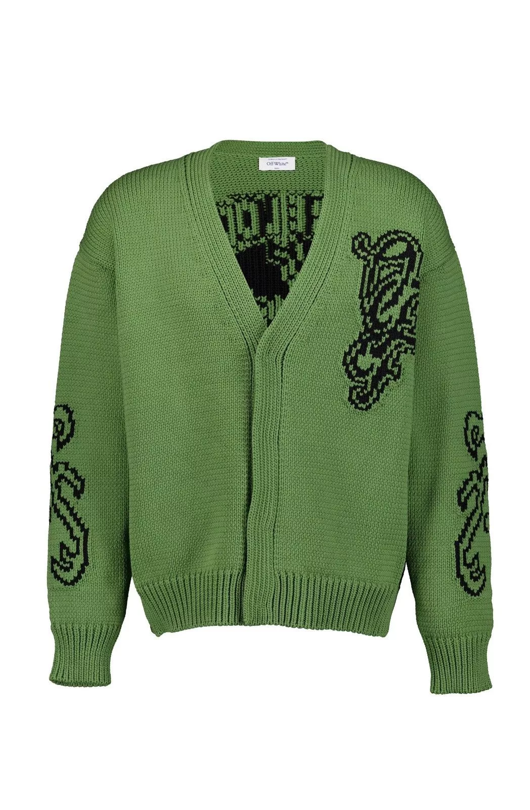 Off-White Sweaters Knitwear Off-White V-neck intarsia-knit cardigan Green