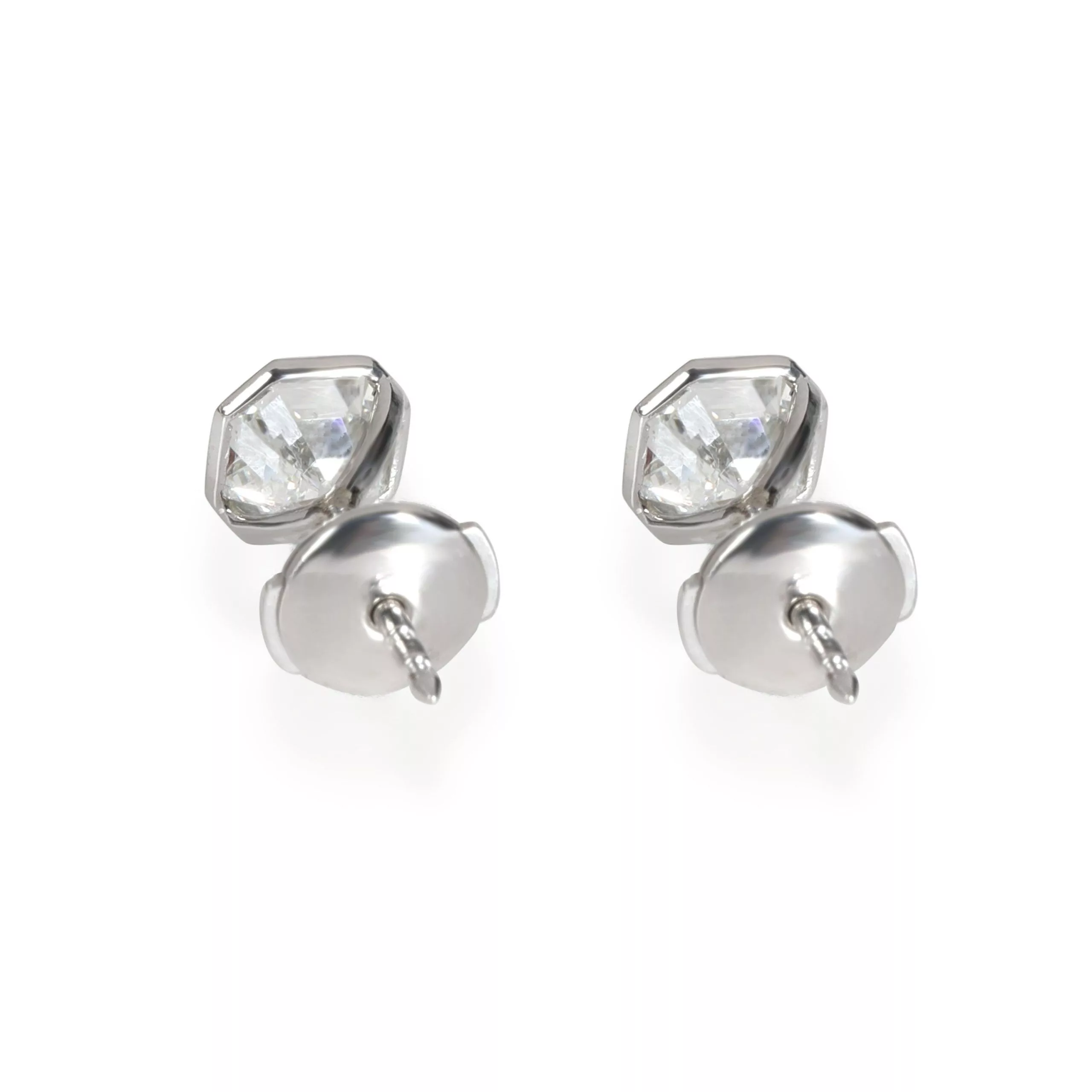 Other Rings Other Bezel Set Asscher Diamond Stud Earring in Platinum 1.40 CTW Gold