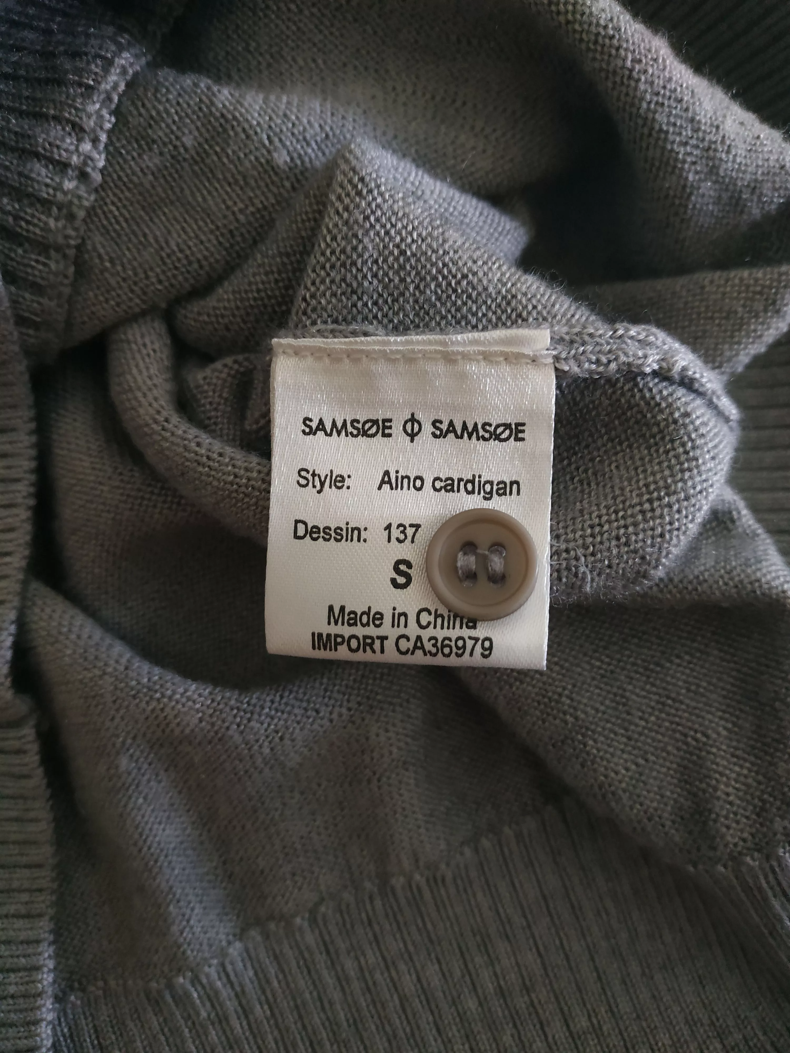 Samsoe Samsoe Sweaters Samsoe Samsoe Samsoe&Samsoe 'Aino' Women's Wool Blend Cardigan, s. SMALL Gray
