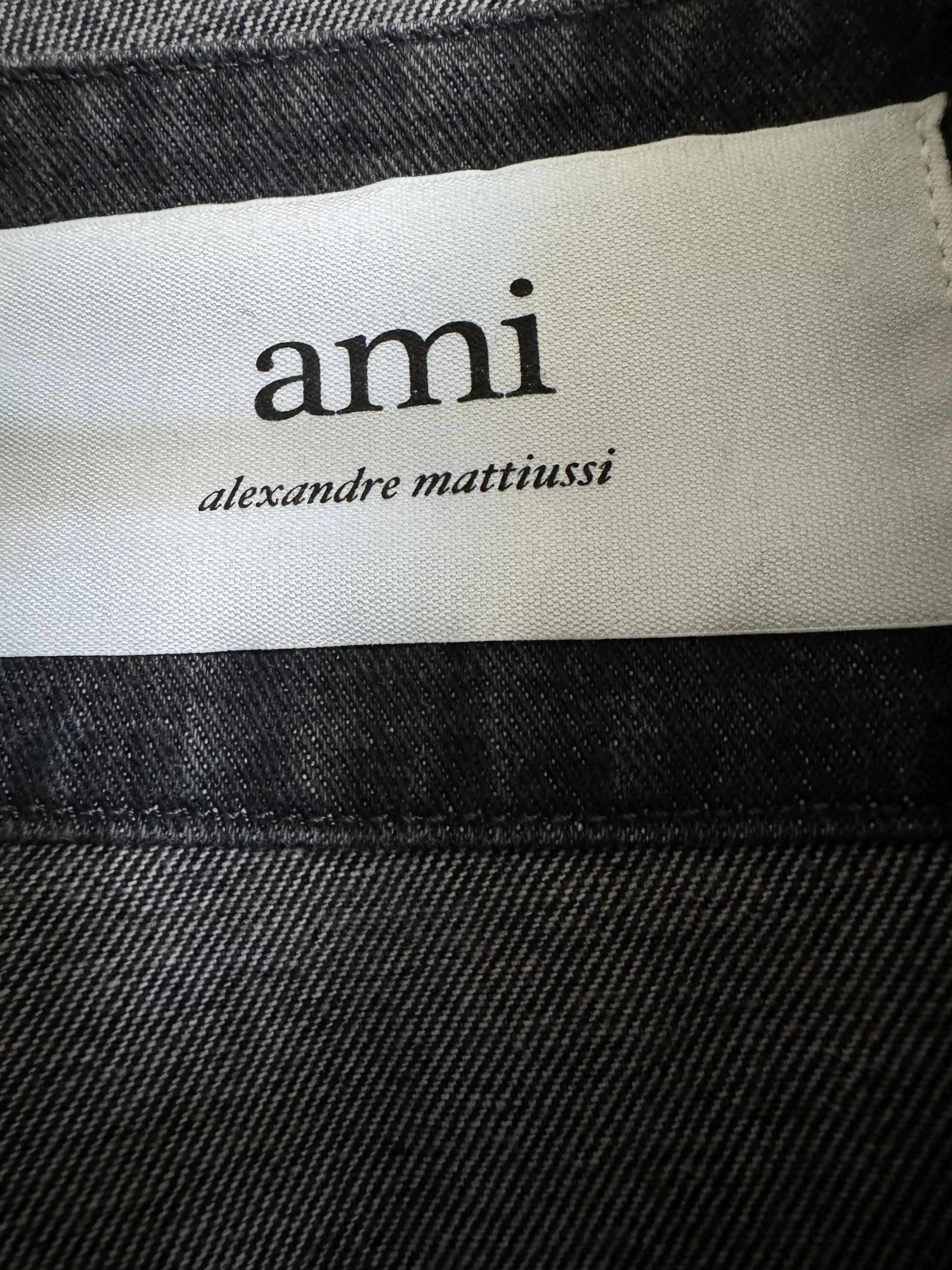 AMI Denim Jackets AMI Button-Up Denim Jacket Gray