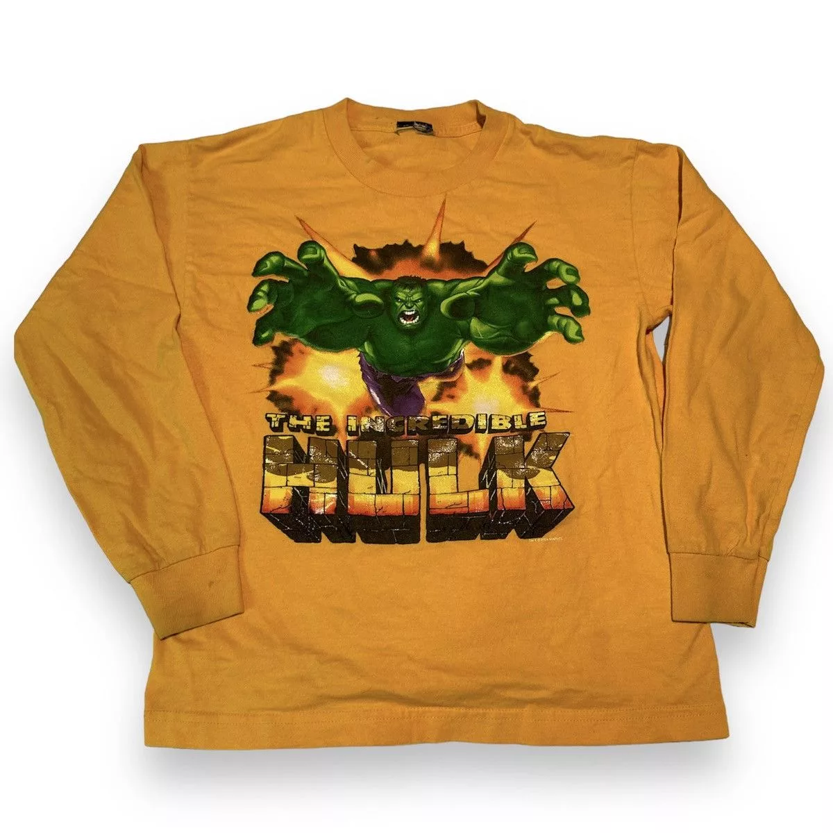 Marvel Comics Long Sleeve T Shirts Marvel Comics × Vintage Marvel the Incredible Hulk Shirt Yellow