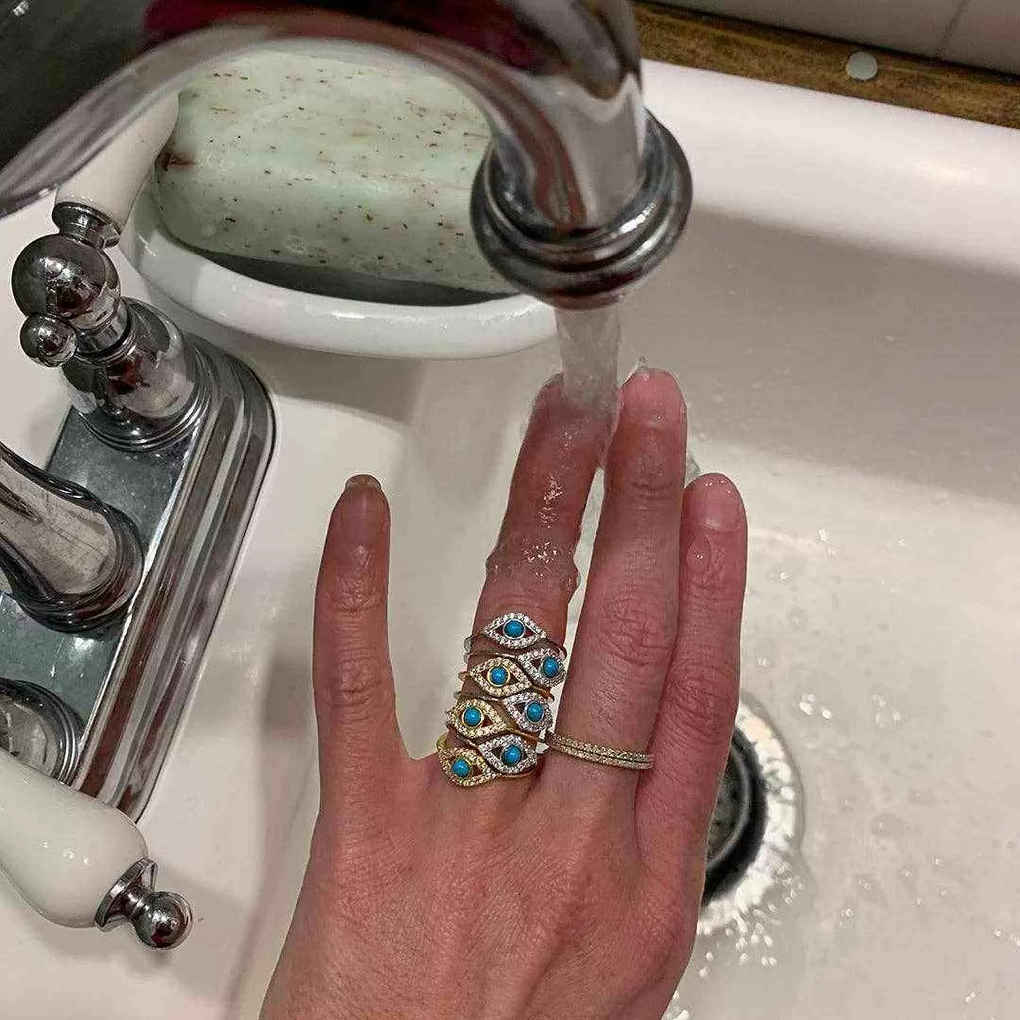 Evil Eye Ring 14K Yellow Gold - Curated Home Decor