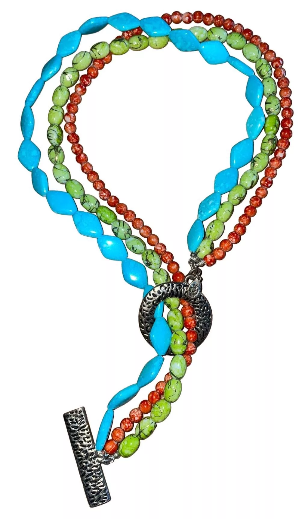 Vintage Necklaces Vintage Southwest Multi Strand Boho Necklace Blue