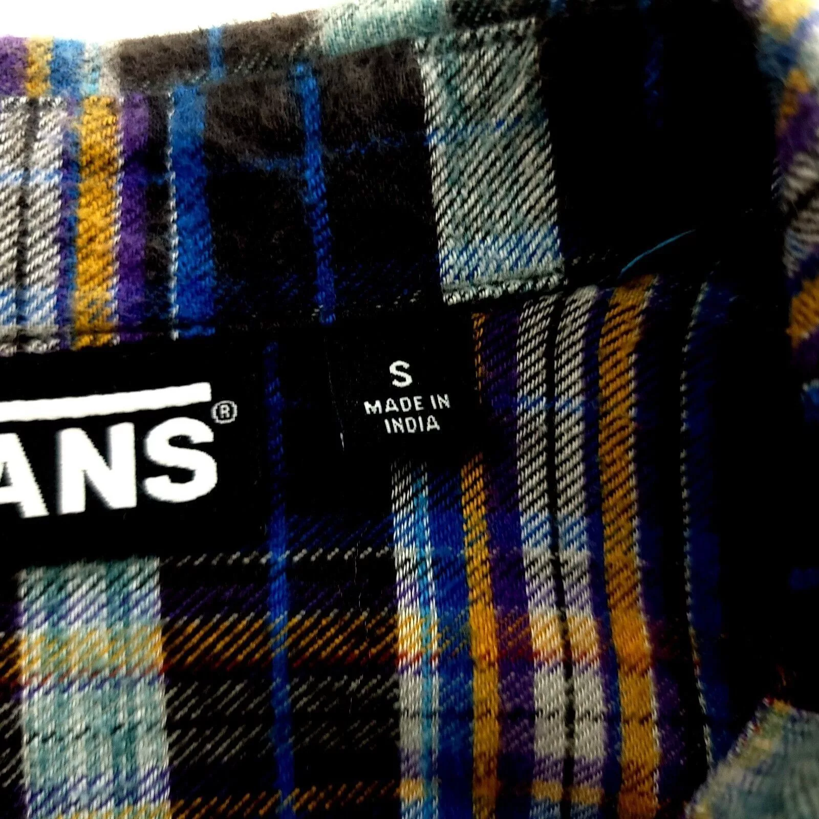 Vans Shirts Button Ups Vans Black Multi-Collared Plaid Flannel Small Collared Dress Blue