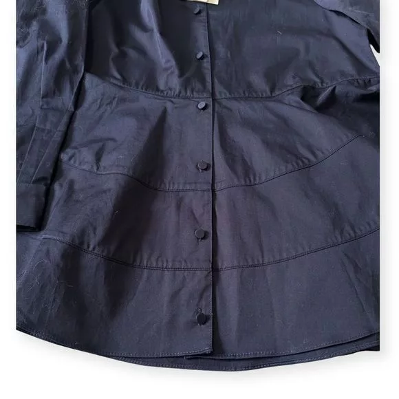 CO Button Ups NWT CO Navy Blue Tiered Button Down Cotton Shirt, Size M