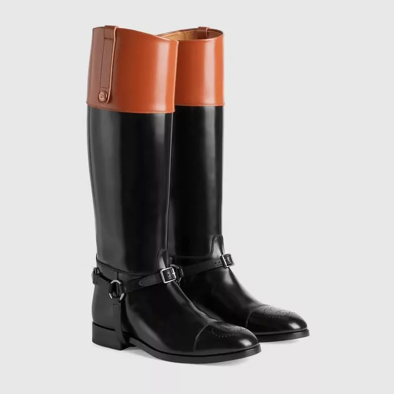 Gucci Boots Gucci Web Knee high Boot with Harness Black