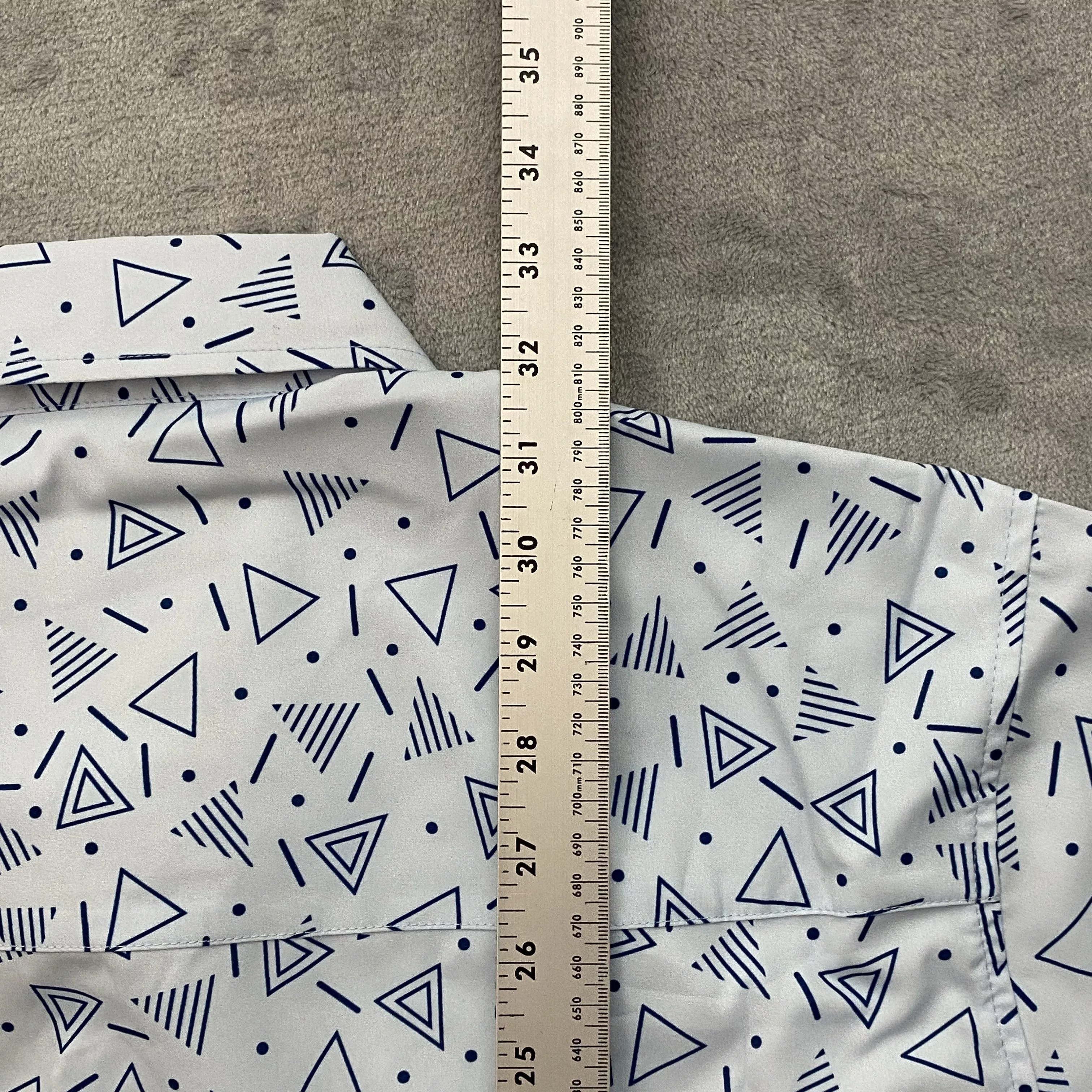 Dixxon Shirts Button Ups Dixxon Men Large TAINTED LOVE Geometric Short Sleeve Logo 90s Party Blue