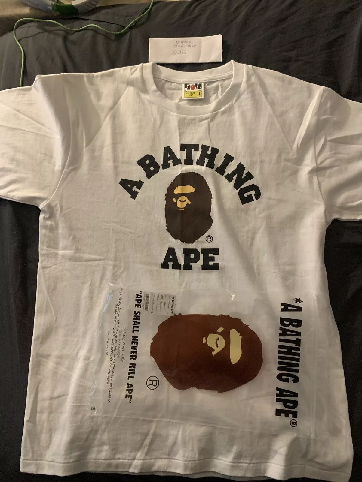 Bape Short Sleeve T Shirts CLASSIC Bape College Tee White