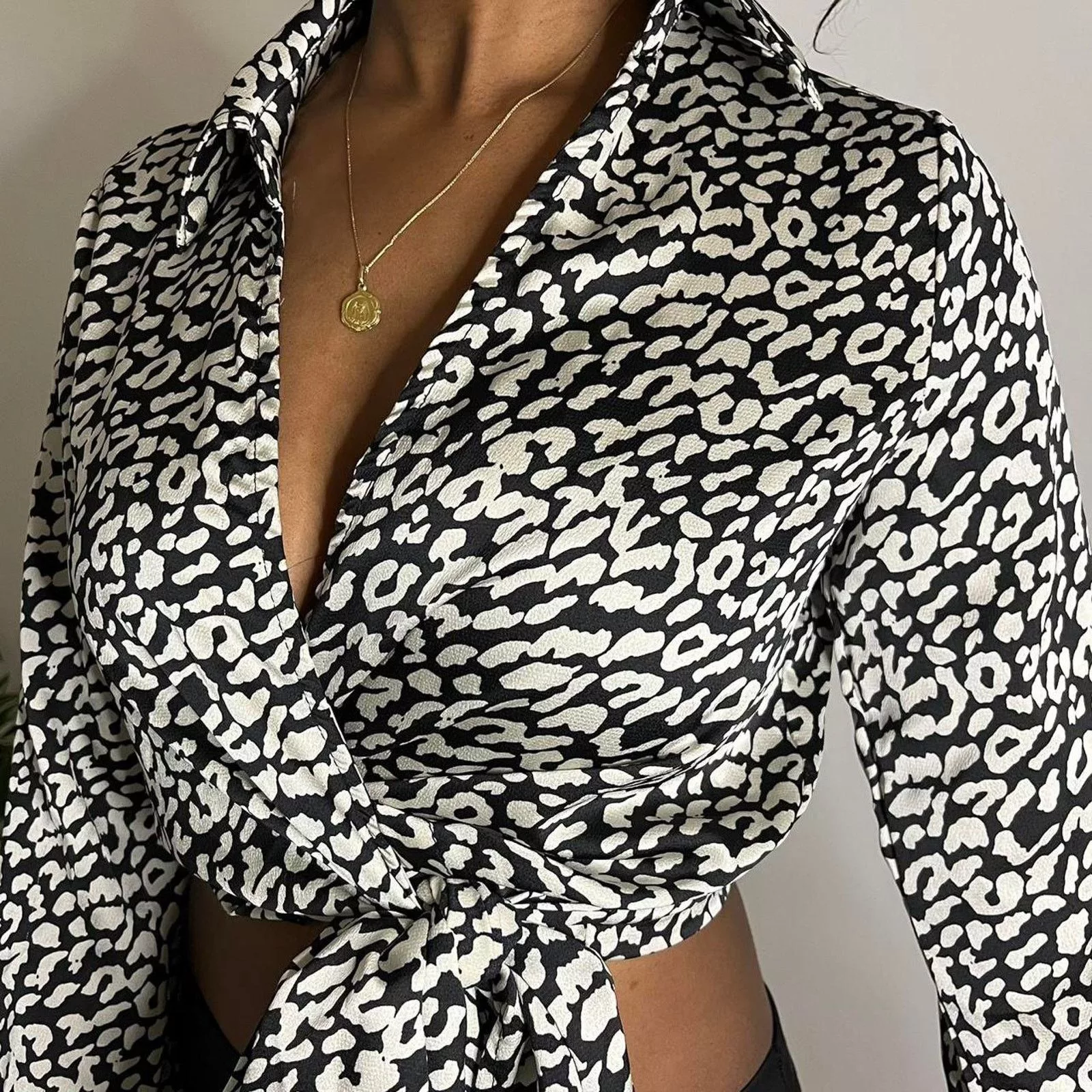 Other Blouses Other Cheetah print blouse Black