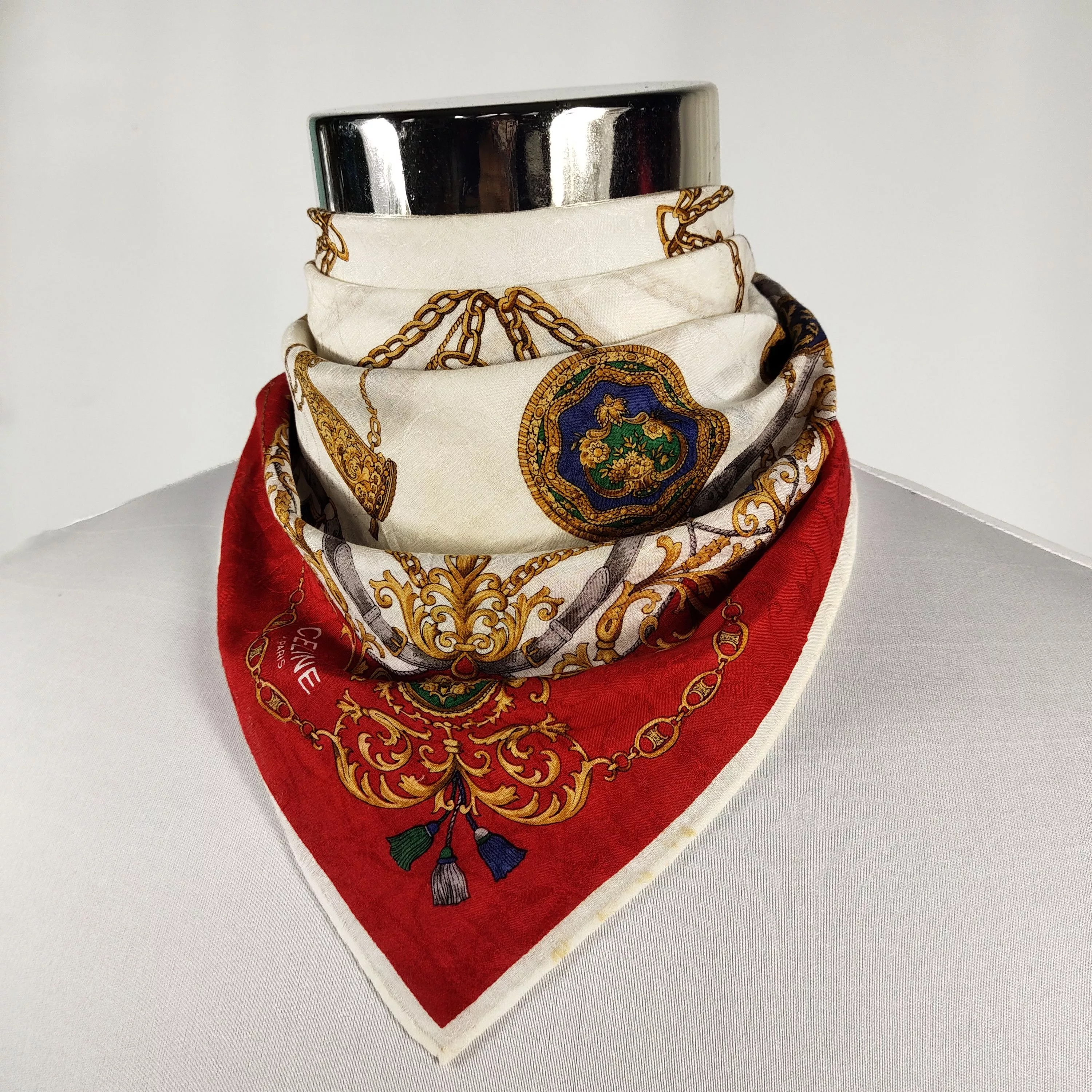 Celine Ties Pocketsquares Celine × Vintage Celine Handkerchief / Neckerchief / Bandana FZ570 Multi