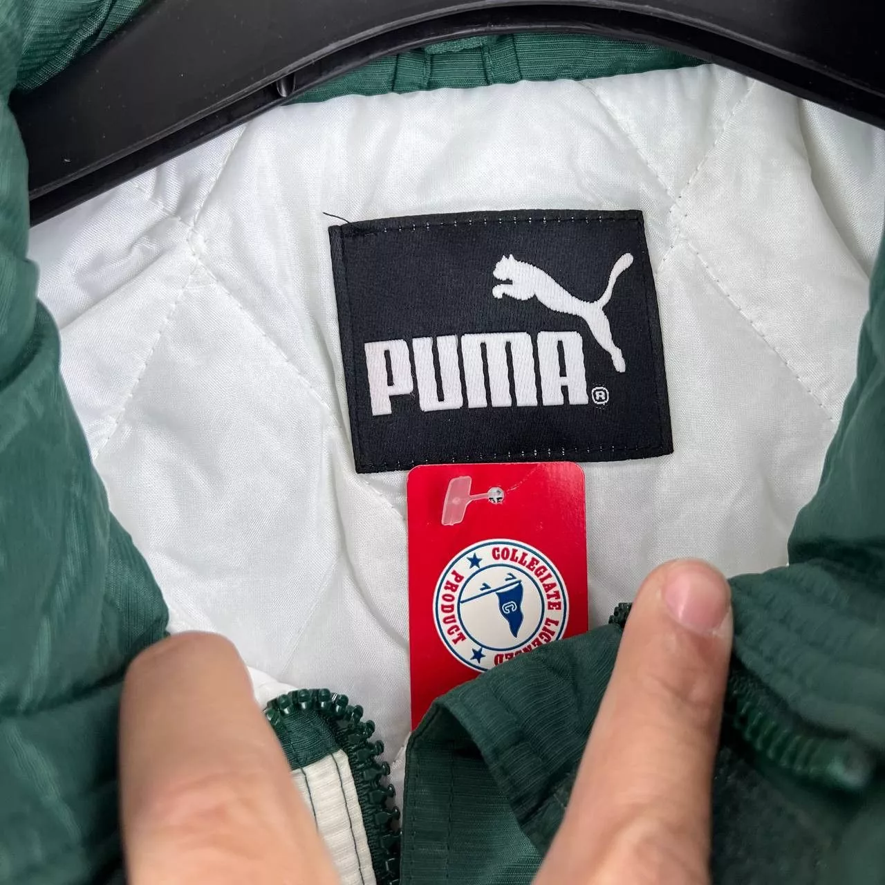 Puma Heavy Coats Puma Michigan State Spartans L NCAA Puffer Jacket Removable Hood Green