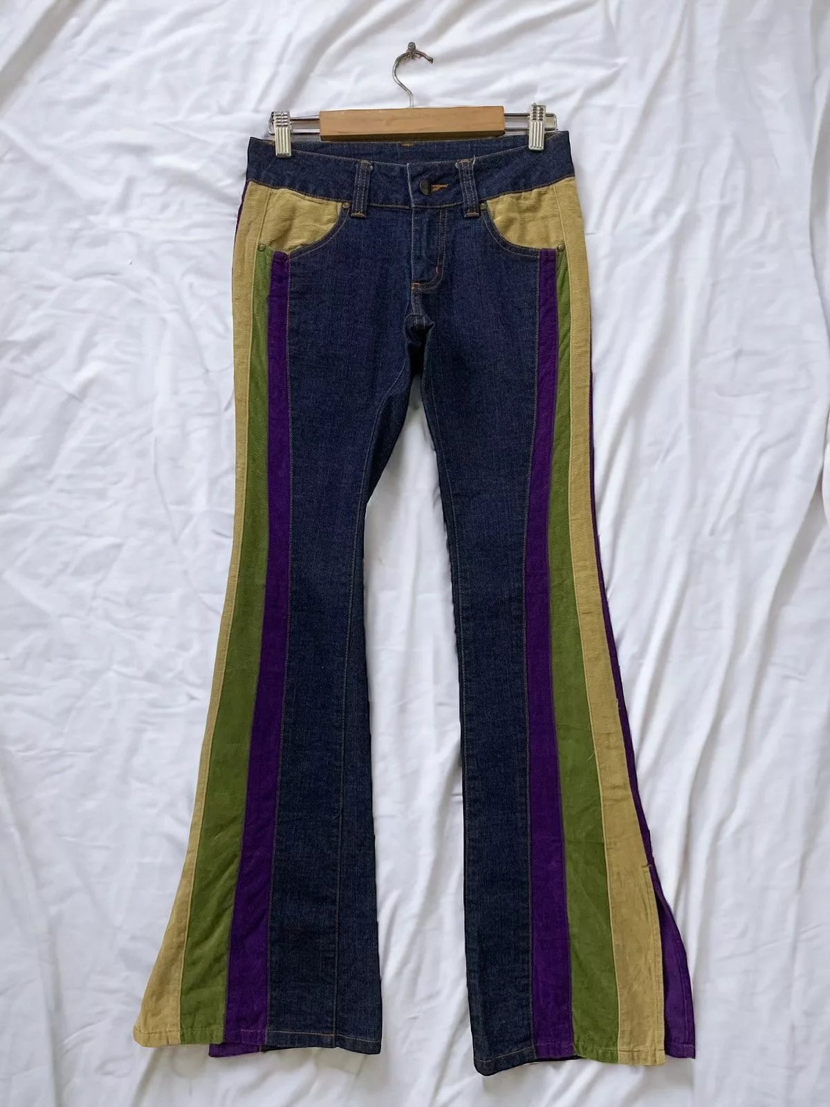 Ed Hardy Jeans Ed Hardy × Fubu × If Six Was Nine Vintage Fubu Layered Hybrid Flared Denim Pants Blue